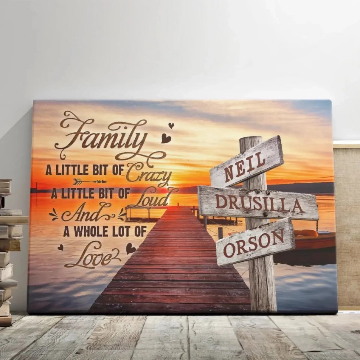 Street Sign Family Name Art – Personalized Canvas Print – Crazy, Loud, Love Wall Décor for Home & Family Gift Ezcustomize