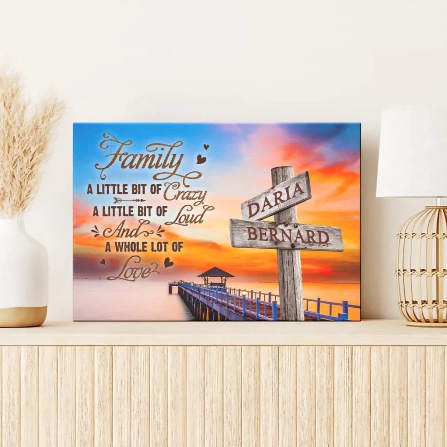 Street Sign Family Name Art – Personalized Canvas Print – Crazy, Loud, Love Wall Décor for Home & Family Gift Ezcustomize