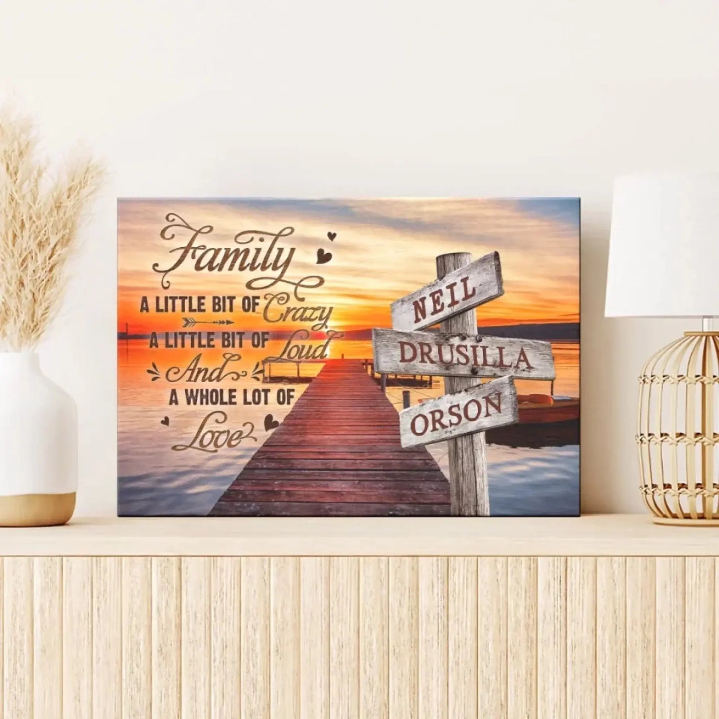 Street Sign Family Name Art – Personalized Canvas Print – Crazy, Loud, Love Wall Décor for Home & Family Gift Ezcustomize