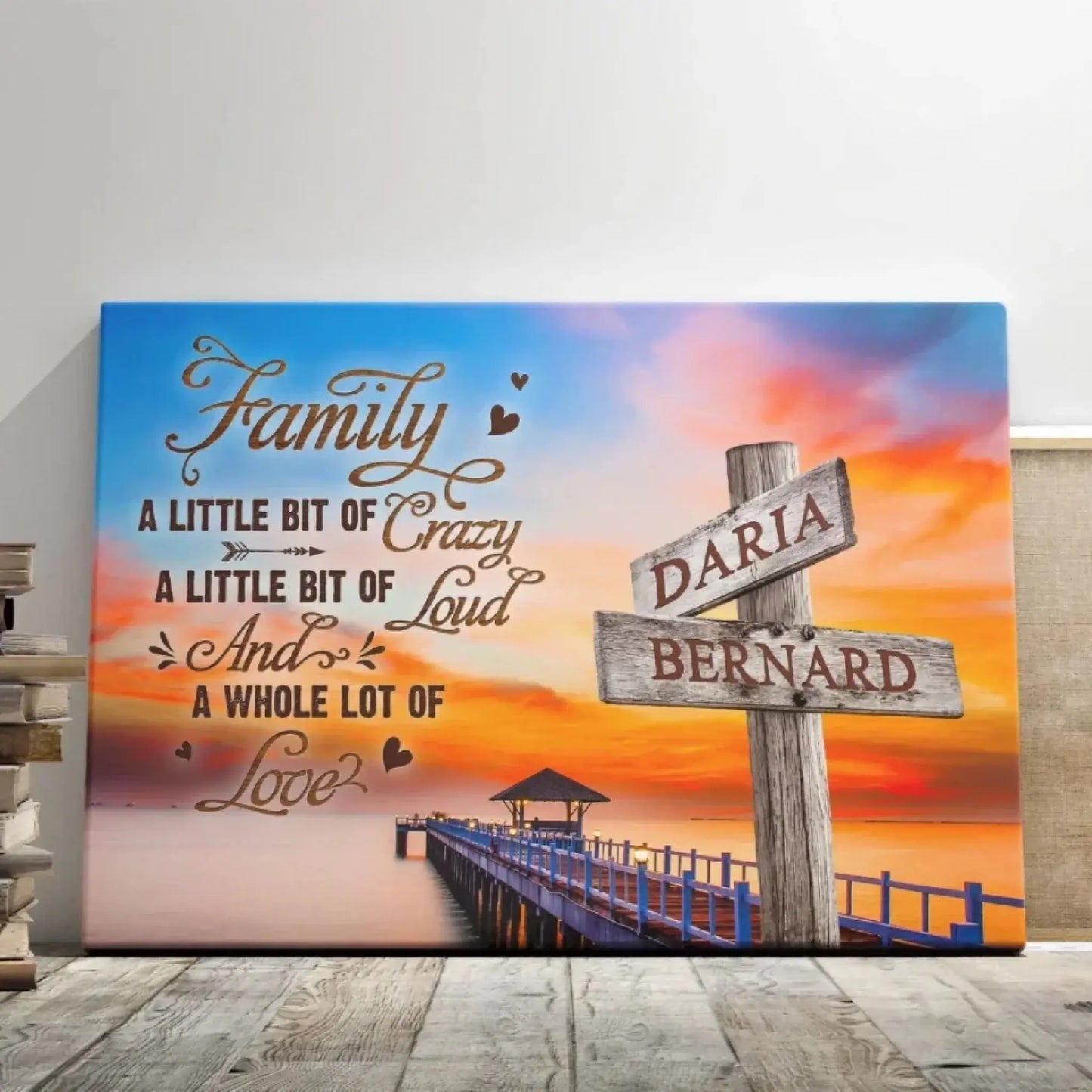 Street Sign Family Name Art – Personalized Canvas Print – Crazy, Loud, Love Wall Décor for Home & Family Gift Ezcustomize