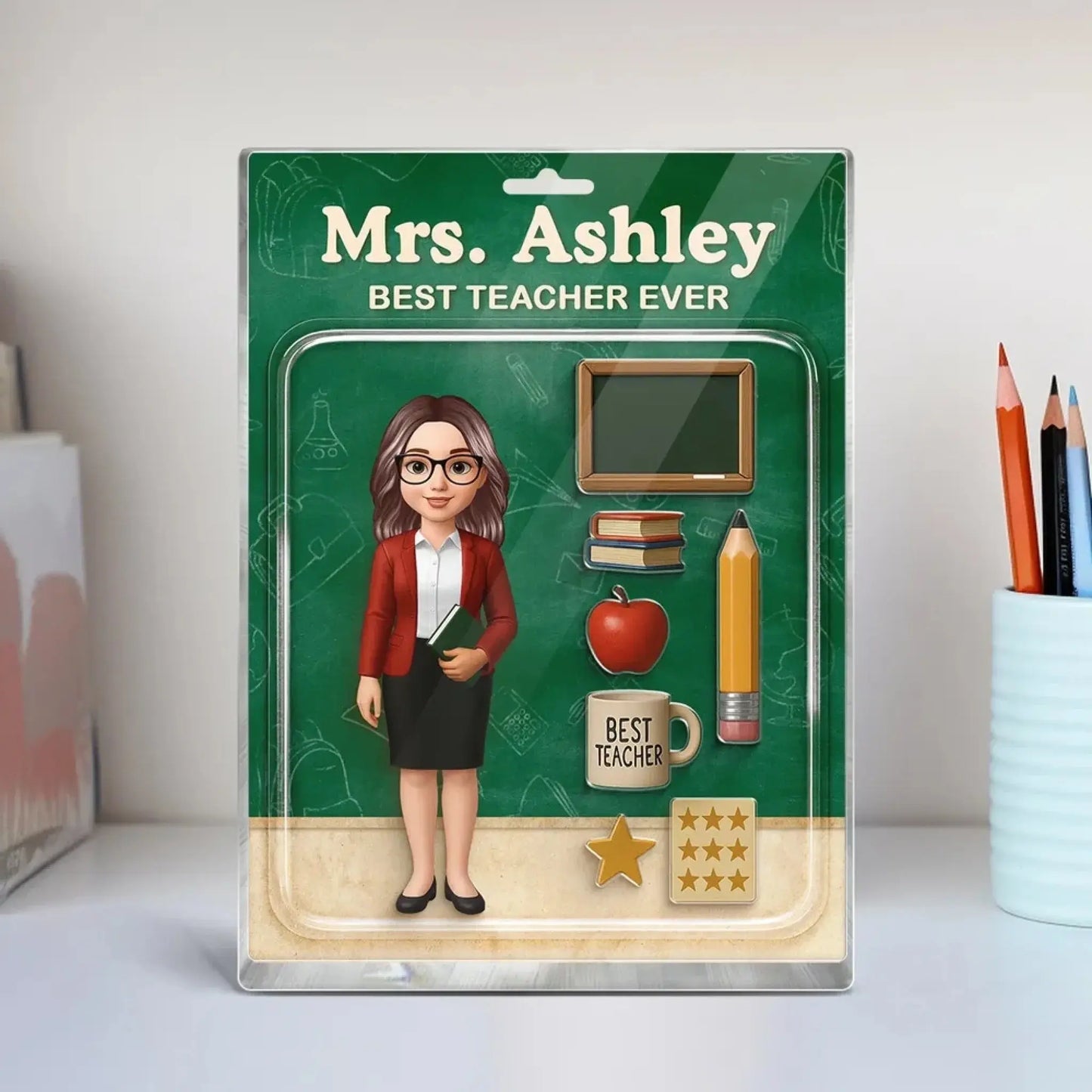 Teacher Action Figure Personalized Acrylic Block, Back To School Gift, Teacher Appreciation Gift Ezcustomize