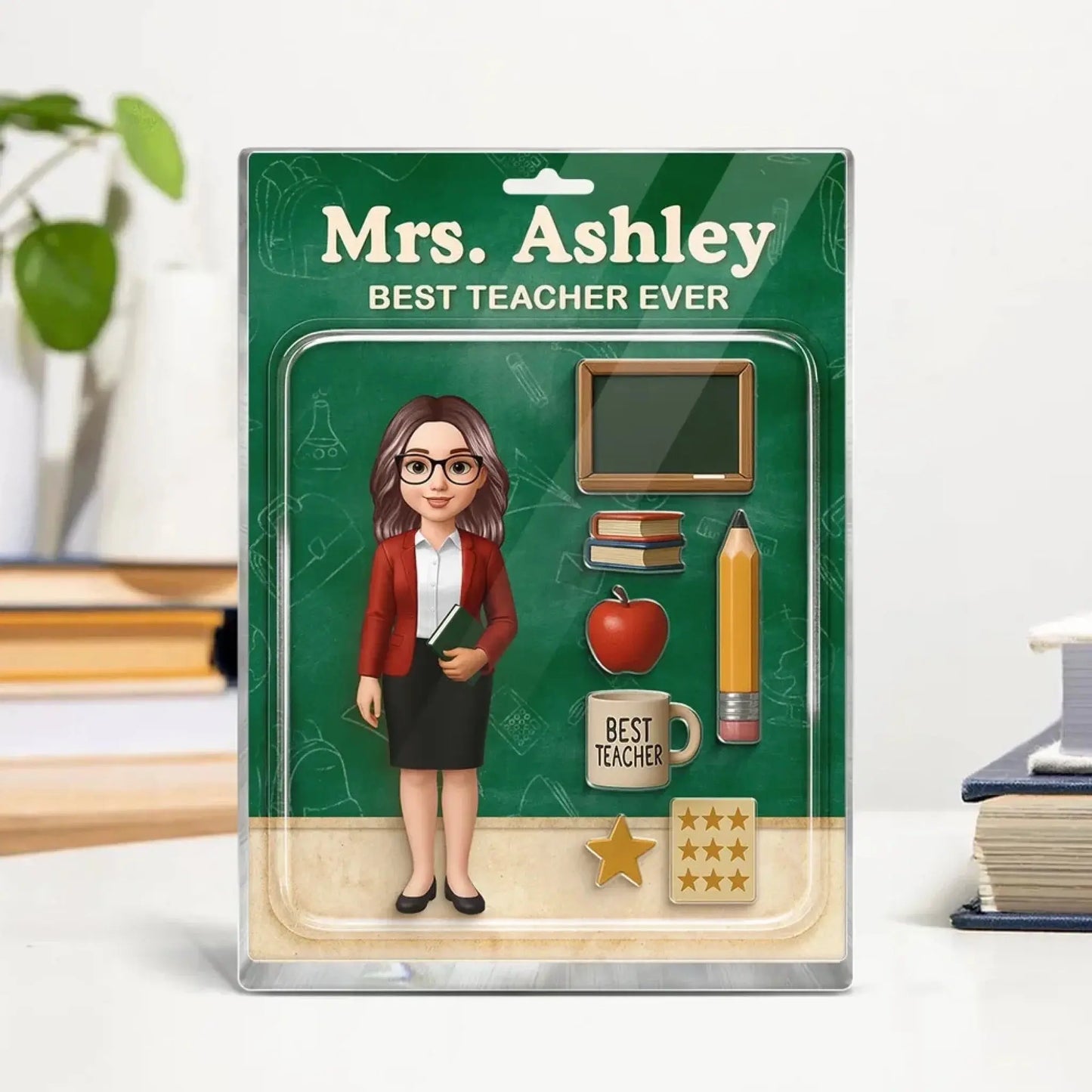 Teacher Action Figure Personalized Acrylic Block, Back To School Gift, Teacher Appreciation Gift Ezcustomize