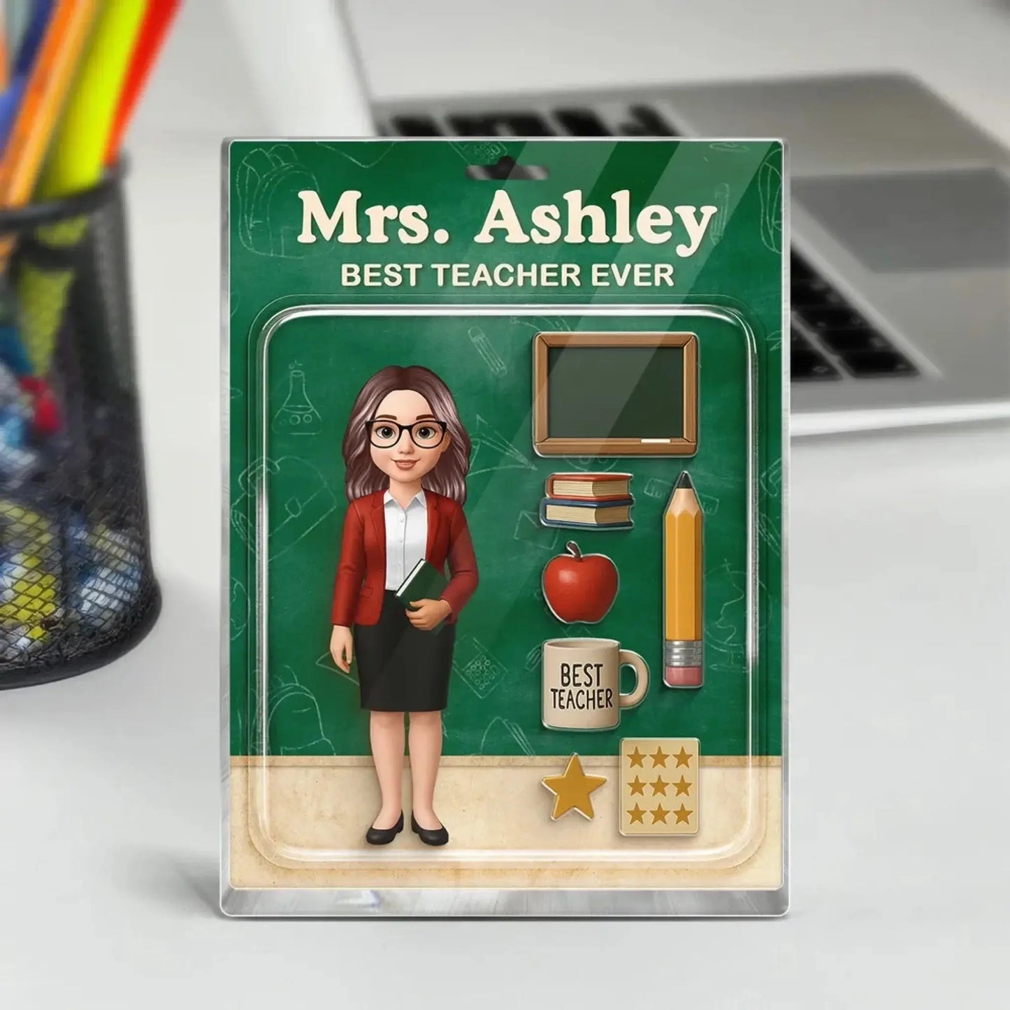 Teacher Action Figure Personalized Acrylic Block, Back To School Gift, Teacher Appreciation Gift Ezcustomize