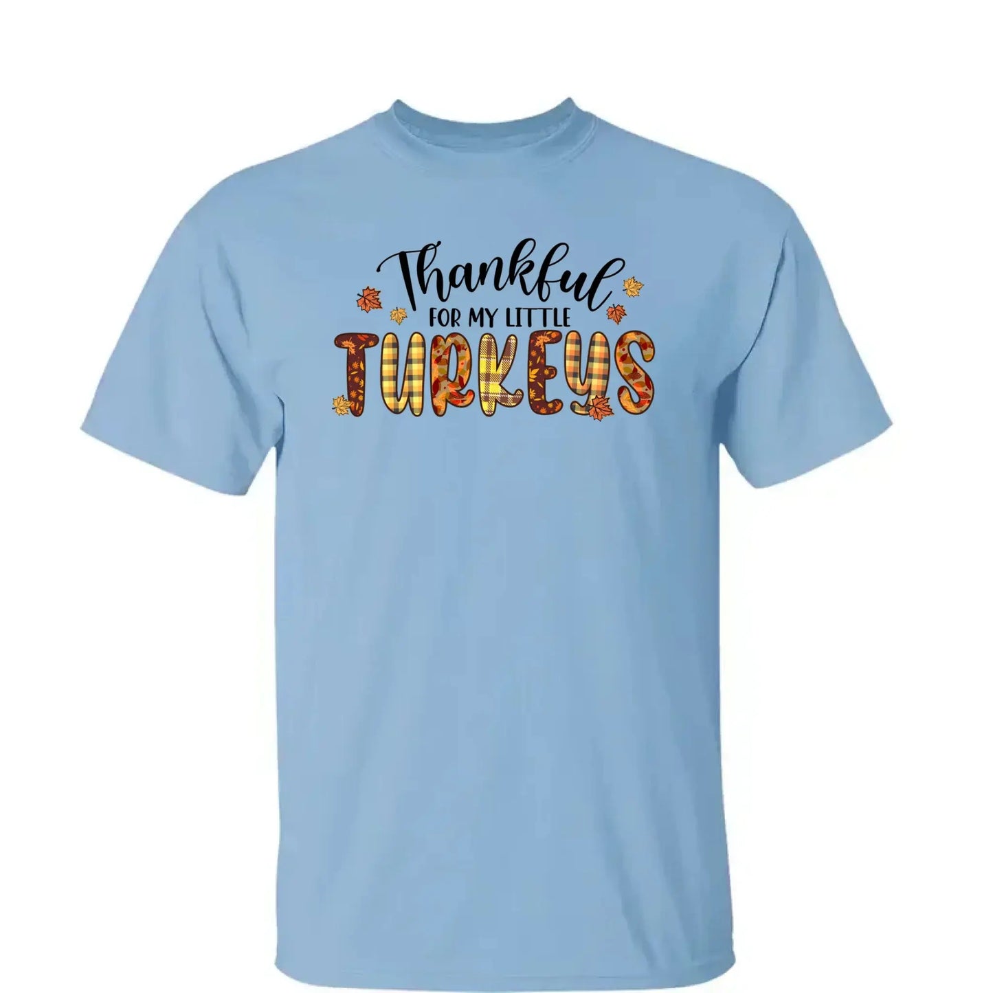Thankful For My Little TurKeys - Personalized Custom T Shirt - Thanksgiving Gift For Grandma/Nana/Mimi, Mom, Wife, Grandparent Ezcustomize