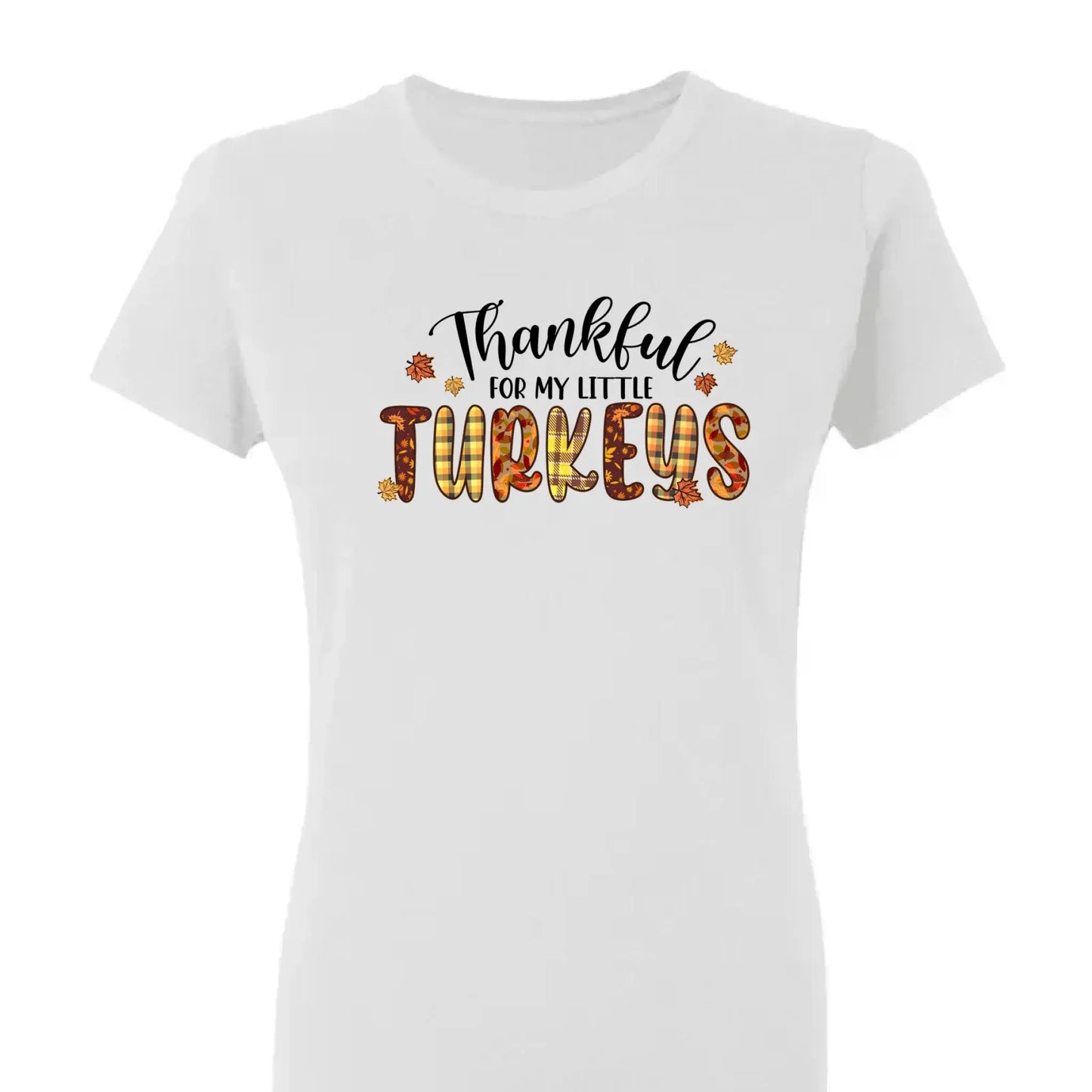 Thankful For My Little TurKeys - Personalized Custom T Shirt - Thanksgiving Gift For Grandma/Nana/Mimi, Mom, Wife, Grandparent Ezcustomize