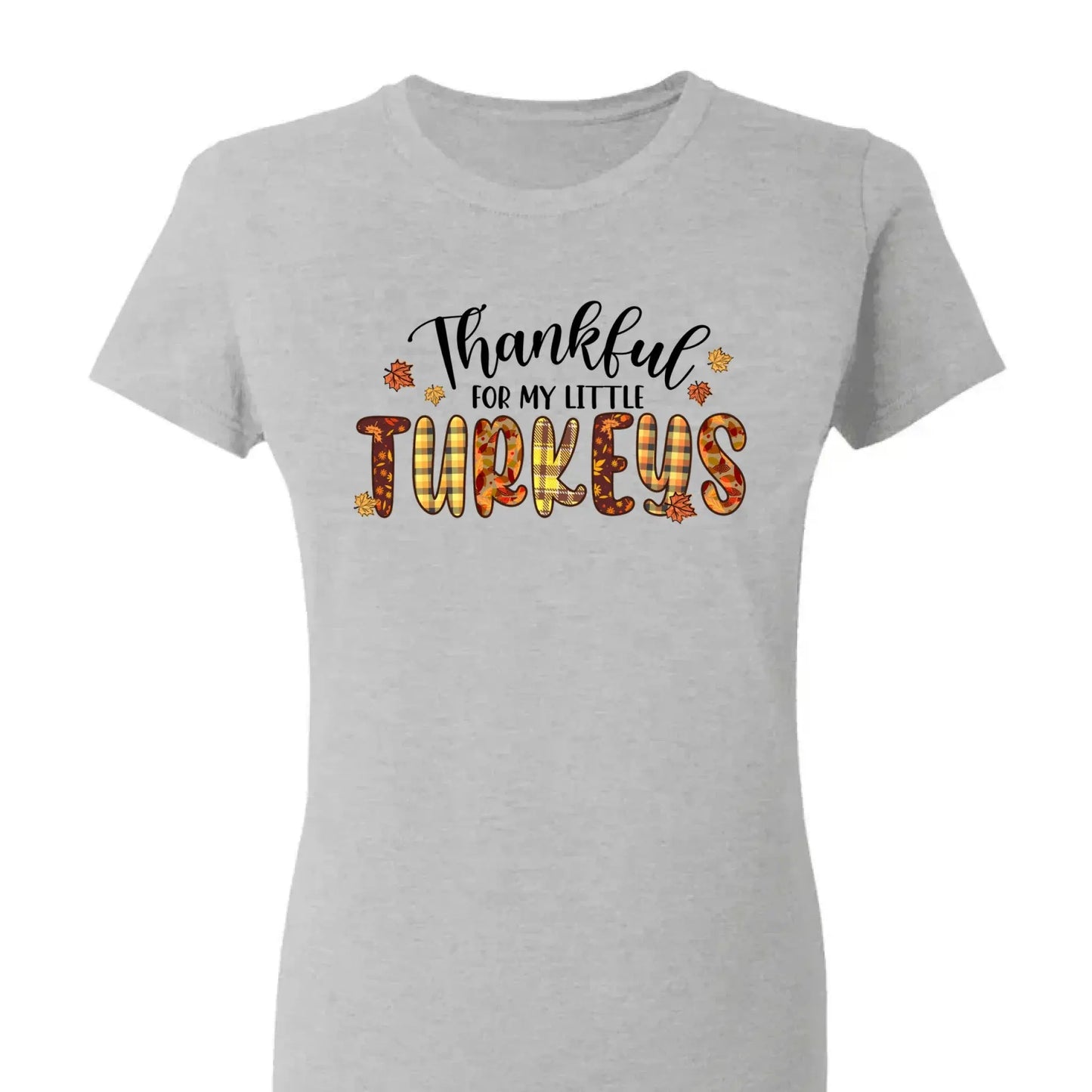 Thankful For My Little TurKeys - Personalized Custom T Shirt - Thanksgiving Gift For Grandma/Nana/Mimi, Mom, Wife, Grandparent Ezcustomize
