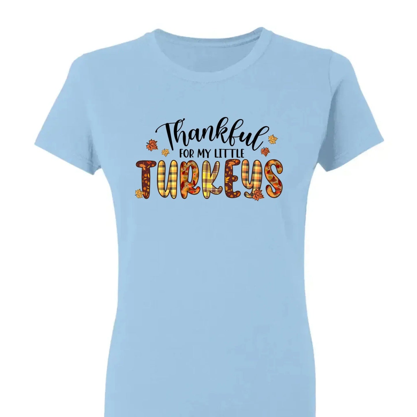 Thankful For My Little TurKeys - Personalized Custom T Shirt - Thanksgiving Gift For Grandma/Nana/Mimi, Mom, Wife, Grandparent Ezcustomize