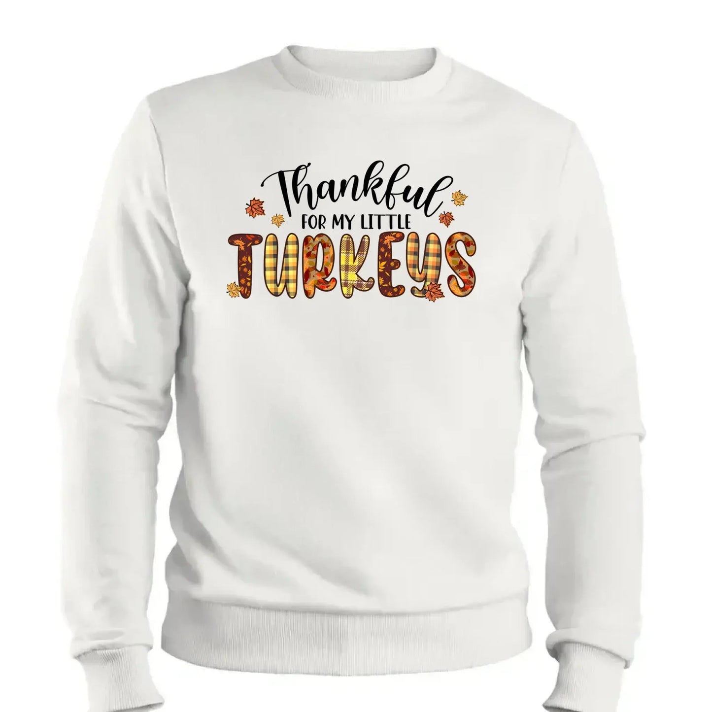 Thankful For My Little TurKeys - Personalized Custom T Shirt - Thanksgiving Gift For Grandma/Nana/Mimi, Mom, Wife, Grandparent Ezcustomize