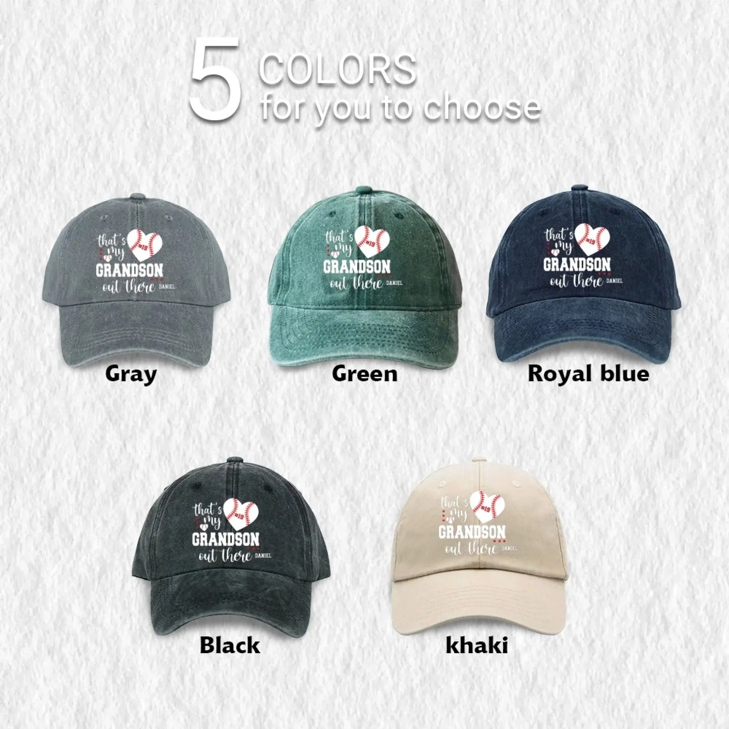 That’s My Grandson Out There Cap – Personalized Sports Hat with Name & Number – Custom Washed Denim Cap Gift for Grandpa, Dad, or Grandma Ezcustomize