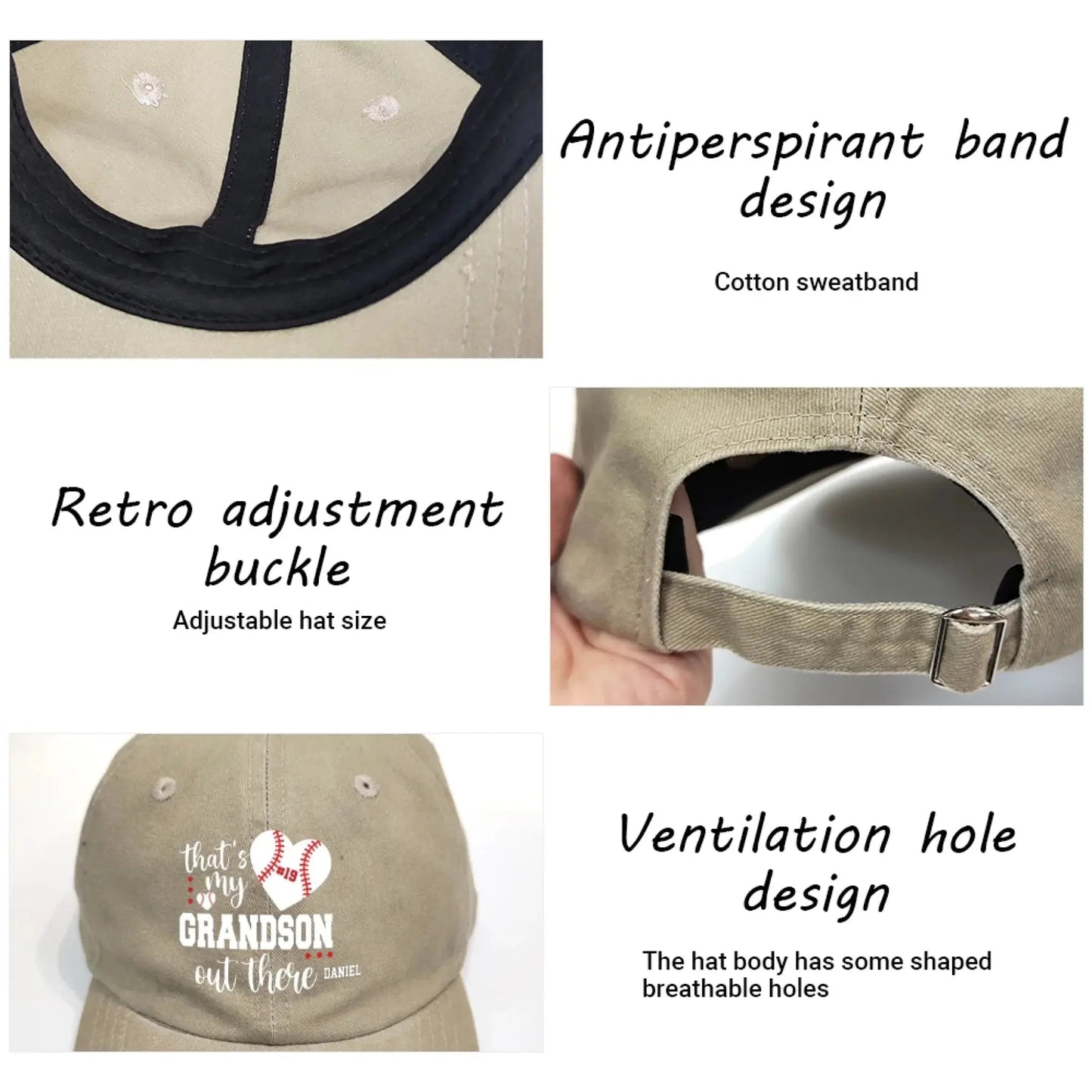 That’s My Grandson Out There Cap – Personalized Sports Hat with Name & Number – Custom Washed Denim Cap Gift for Grandpa, Dad, or Grandma Ezcustomize