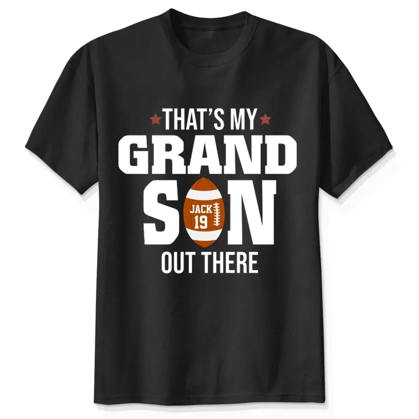 That’s My Grandson Out There Shirt – Personalized T-Shirt – Custom Football Gift for Sport Grandma, Mama, or Family Fans Ezcustomize