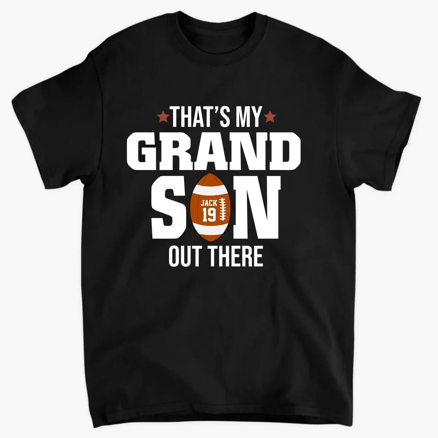 That’s My Grandson Out There Shirt – Personalized T-Shirt – Custom Football Gift for Sport Grandma, Mama, or Family Fans Ezcustomize