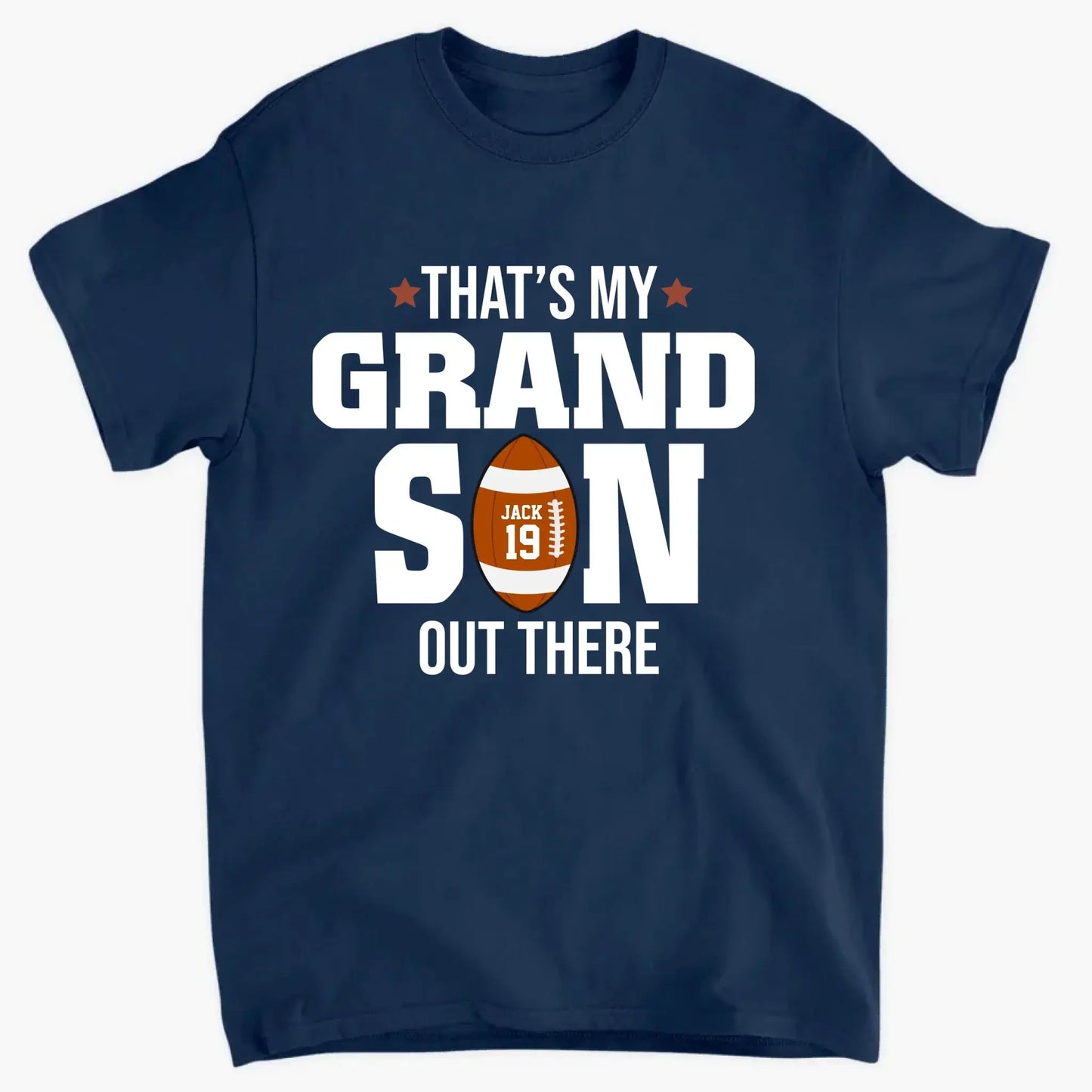 That’s My Grandson Out There Shirt – Personalized T-Shirt – Custom Football Gift for Sport Grandma, Mama, or Family Fans Ezcustomize
