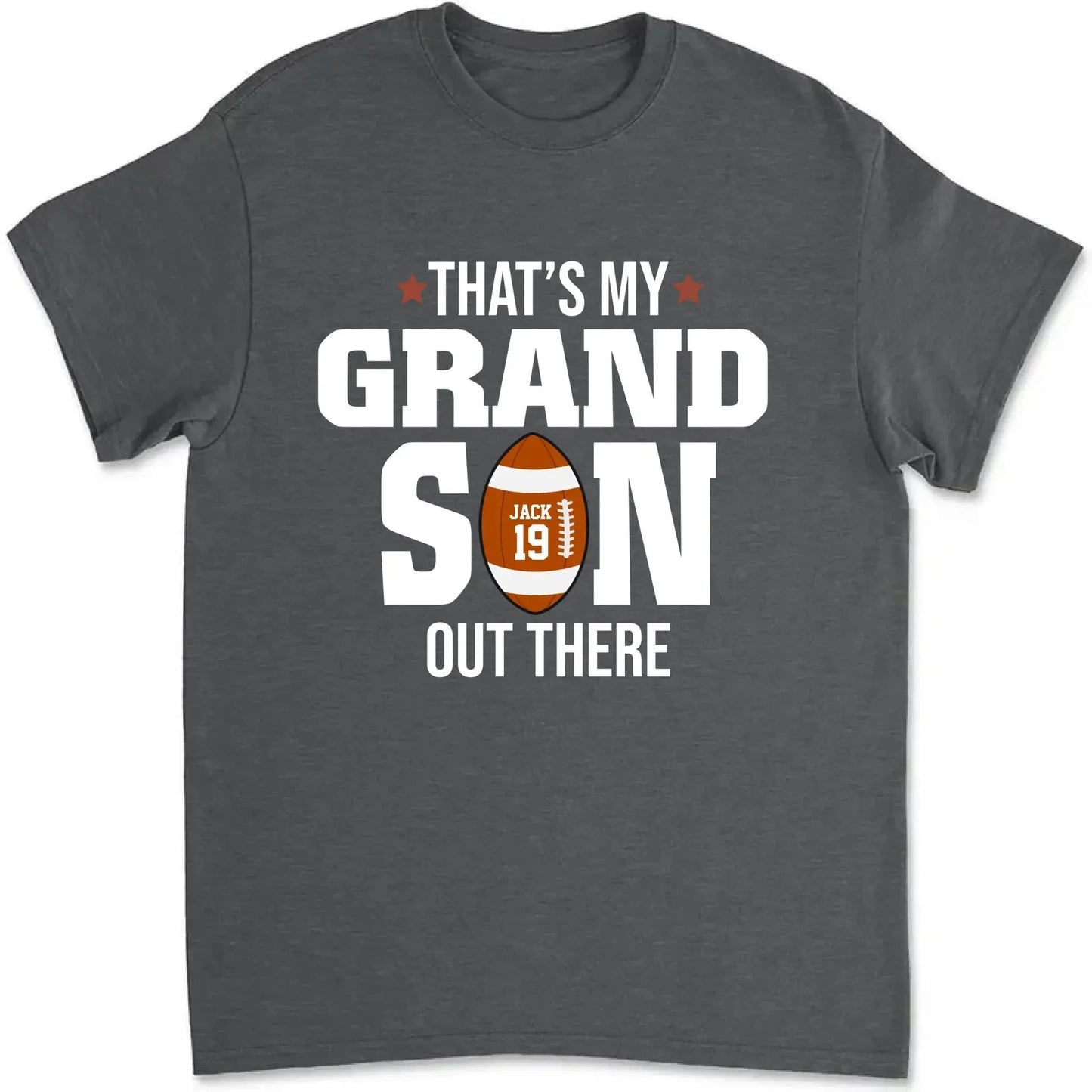 That’s My Grandson Out There Shirt – Personalized T-Shirt – Custom Football Gift for Sport Grandma, Mama, or Family Fans Ezcustomize