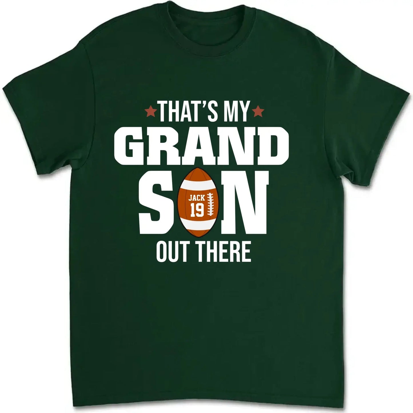 That’s My Grandson Out There Shirt – Personalized T-Shirt – Custom Football Gift for Sport Grandma, Mama, or Family Fans Ezcustomize