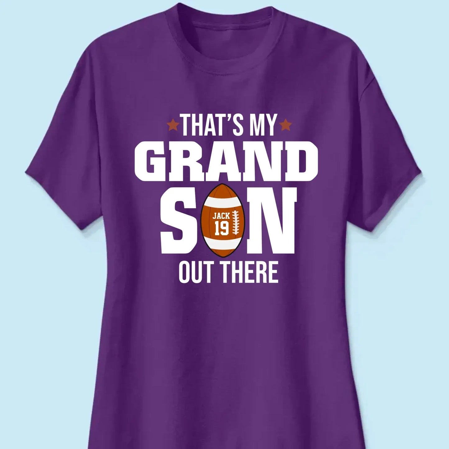 That’s My Grandson Out There Shirt – Personalized T-Shirt – Custom Football Gift for Sport Grandma, Mama, or Family Fans Ezcustomize