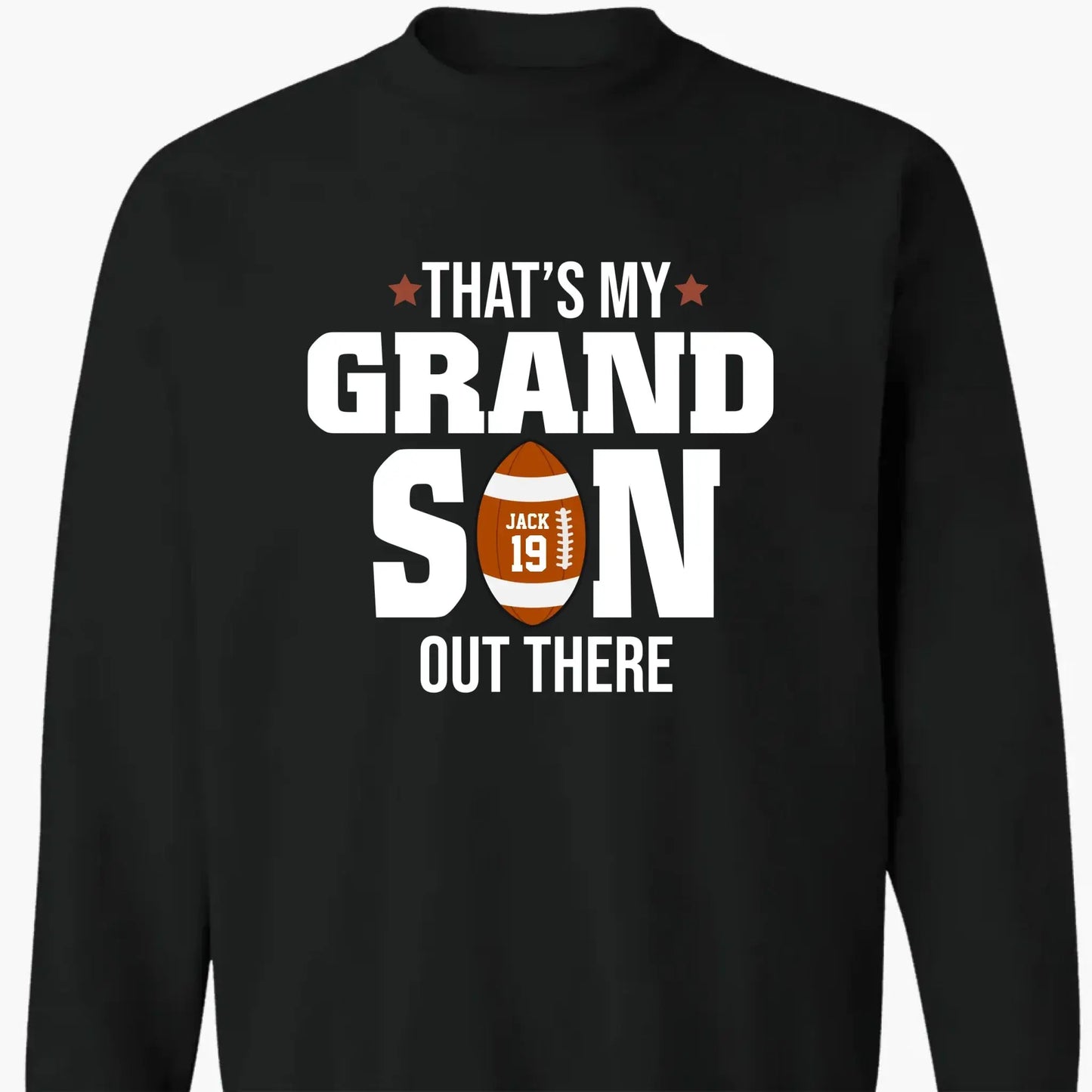 That’s My Grandson Out There Shirt – Personalized T-Shirt – Custom Football Gift for Sport Grandma, Mama, or Family Fans Ezcustomize