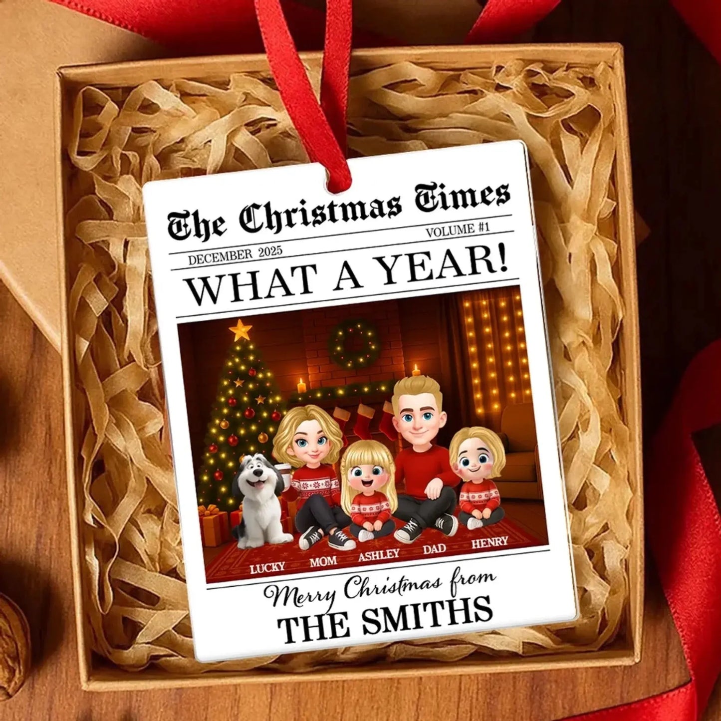The Christmas Times Family Sitting – Personalized Acrylic Ornament – Festive Holiday Keepsake & Meaningful Christmas Gift for Families Ezcustomize