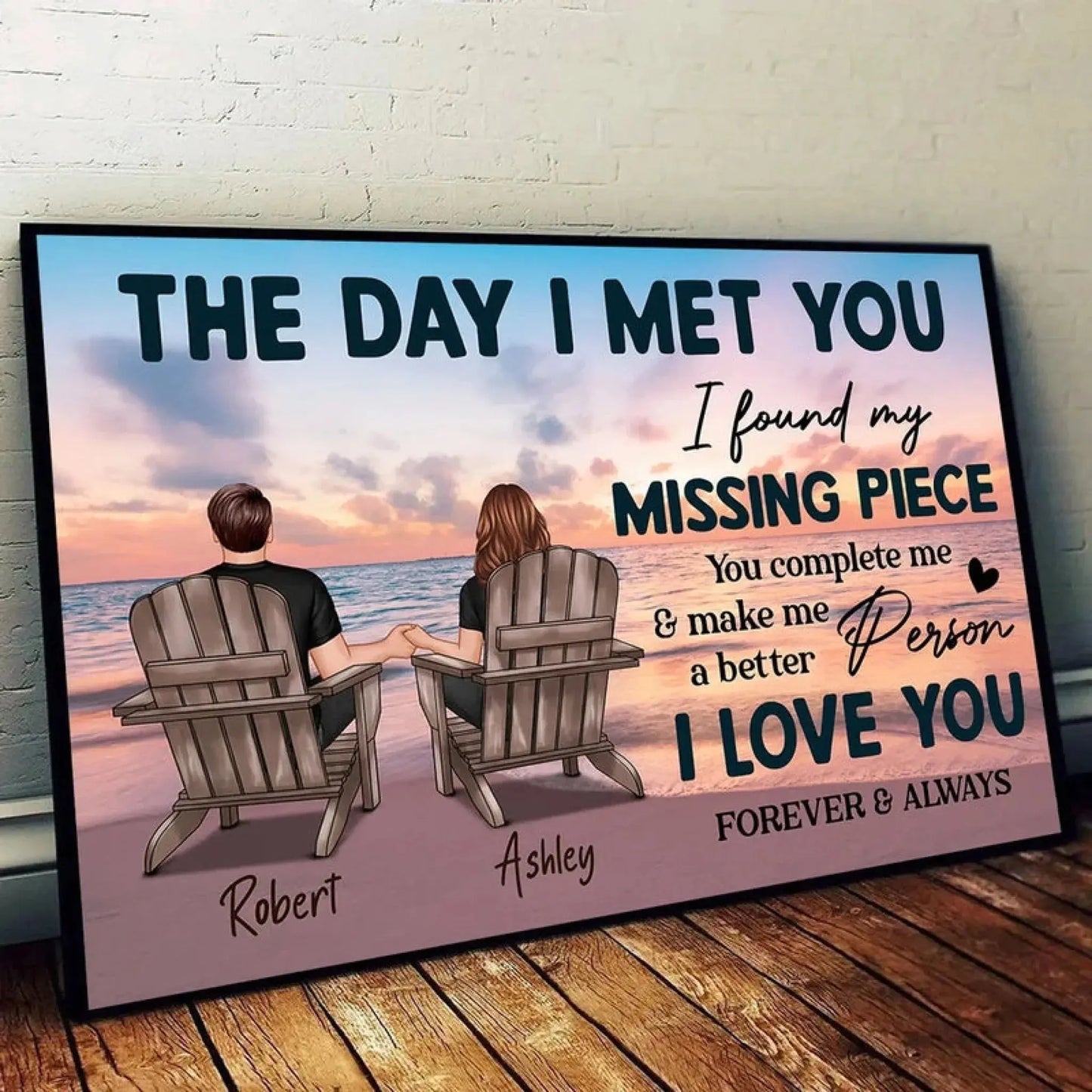 The Day I Met You – Personalized Couple Poster/Canvas, Custom Quote Wall Art, Romantic Gift for Anniversary, Him or Her Ezcustomize