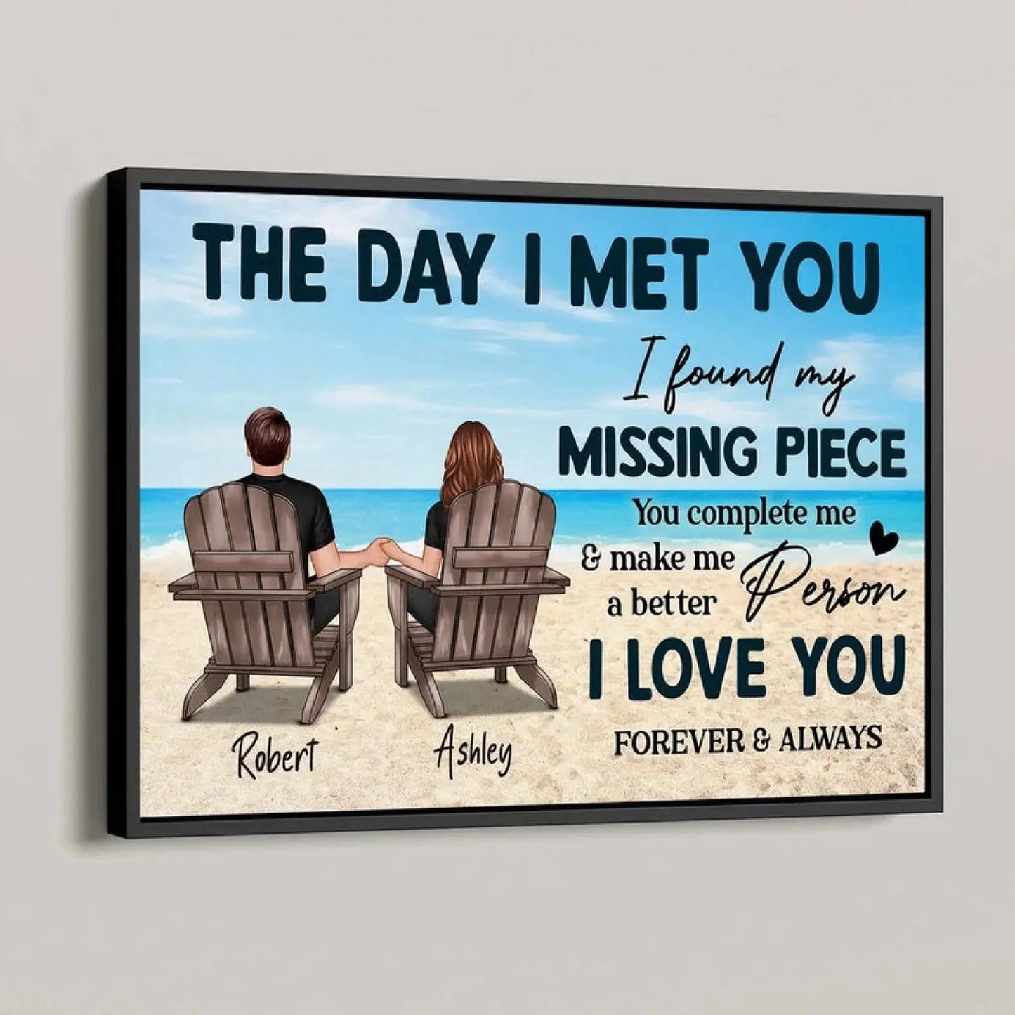 The Day I Met You – Personalized Couple Poster/Canvas, Custom Quote Wall Art, Romantic Gift for Anniversary, Him or Her Ezcustomize