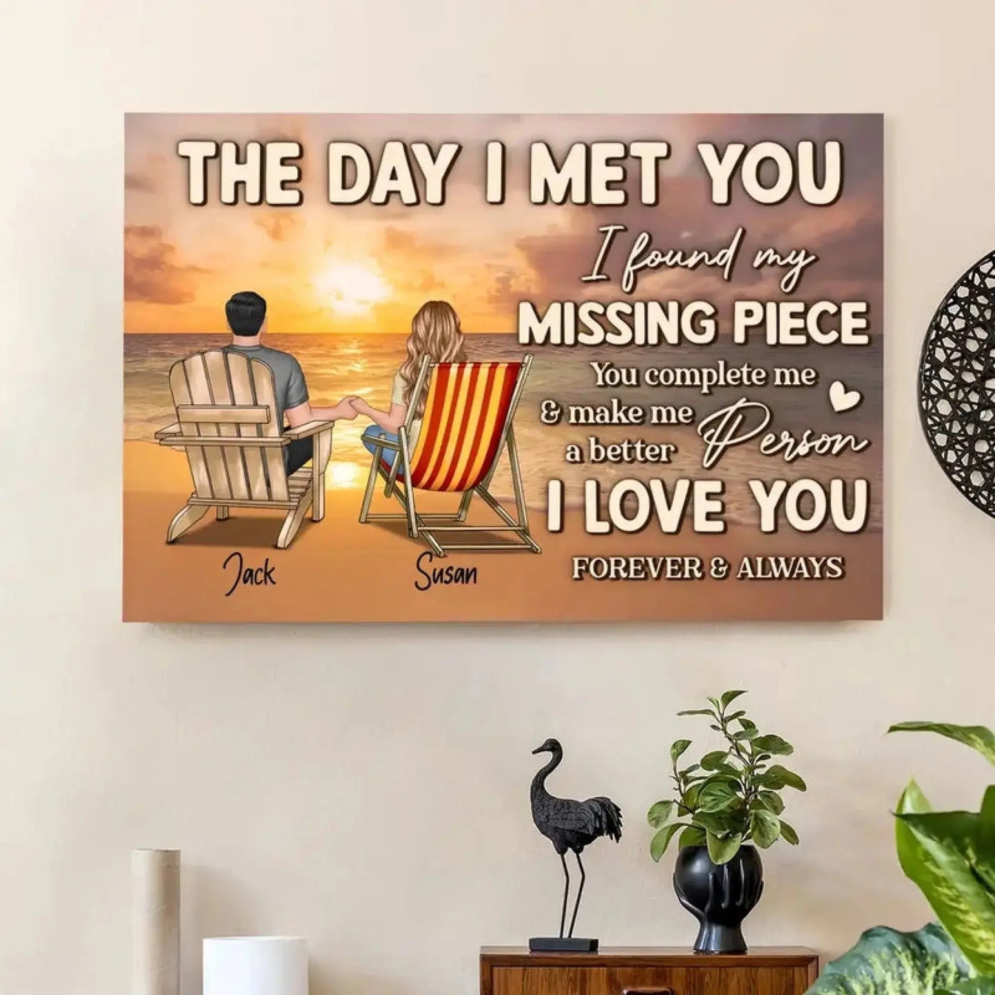 The Day I Met You – Personalized Couple Poster/Canvas, Custom Quote Wall Art, Romantic Gift for Anniversary, Him or Her Ezcustomize