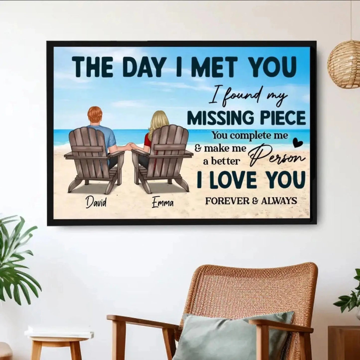 The Day I Met You – Personalized Couple Poster/Canvas, Custom Quote Wall Art, Romantic Gift for Anniversary, Him or Her Ezcustomize