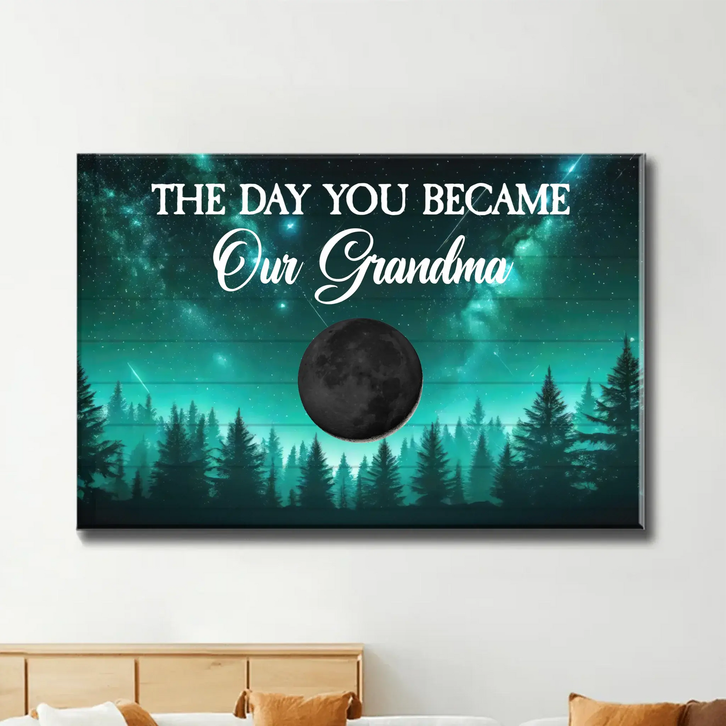The Day You Became a Mom Starry Night Moon Phase Art – Personalized Poster/Canvas – Custom Mother’s Day Gift for Mom or Grandma Ezcustomize