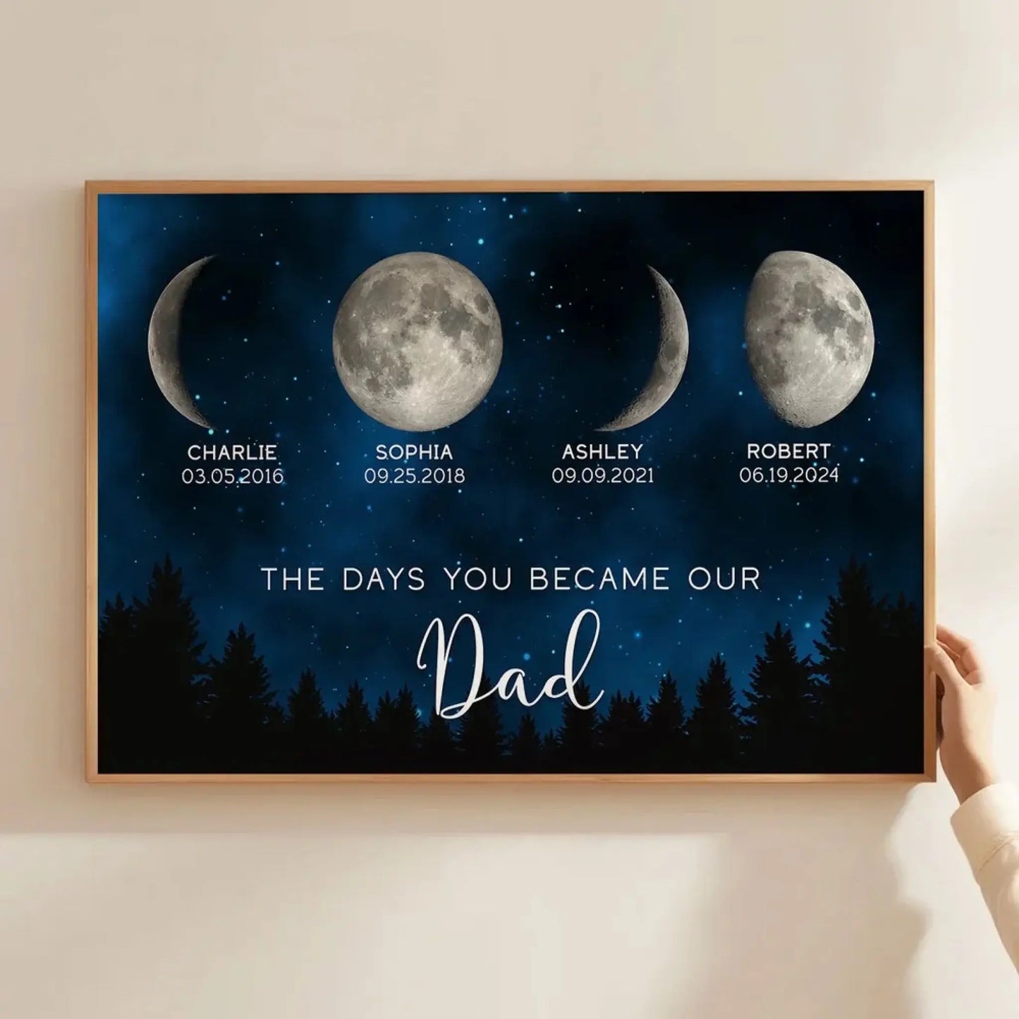 The Days You Became Our Dad – Custom Moon Phase Poster, Personalized Father's Day Gift with Kids’ Birth Dates Ezcustomize