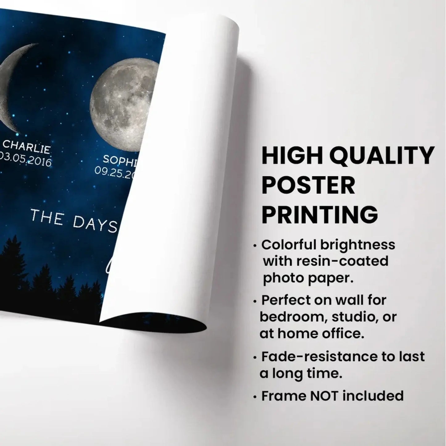 The Days You Became Our Dad – Custom Moon Phase Poster, Personalized Father's Day Gift with Kids’ Birth Dates Ezcustomize