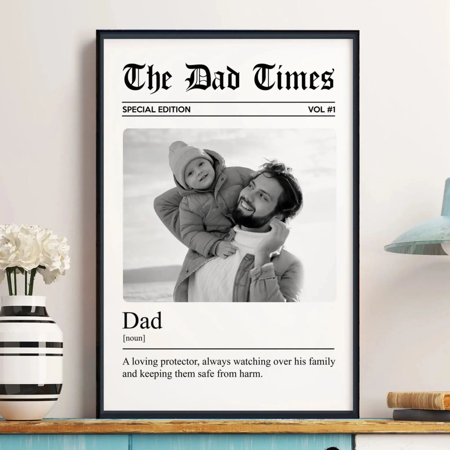The Father’s Day Times, Photo Print with Dad/Grandpa Definition – Personalized Poster/Canvas – Custom Gift for Father’s Day Ezcustomize
