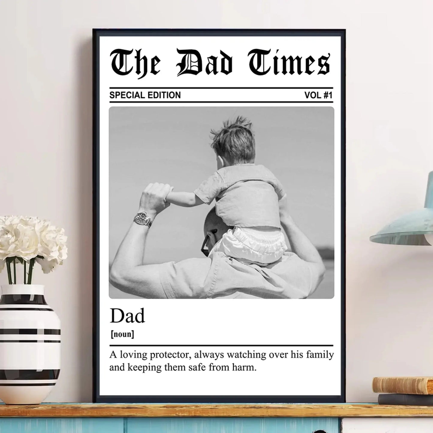The Father’s Day Times, Photo Print with Dad/Grandpa Definition – Personalized Poster/Canvas – Custom Gift for Father’s Day Ezcustomize