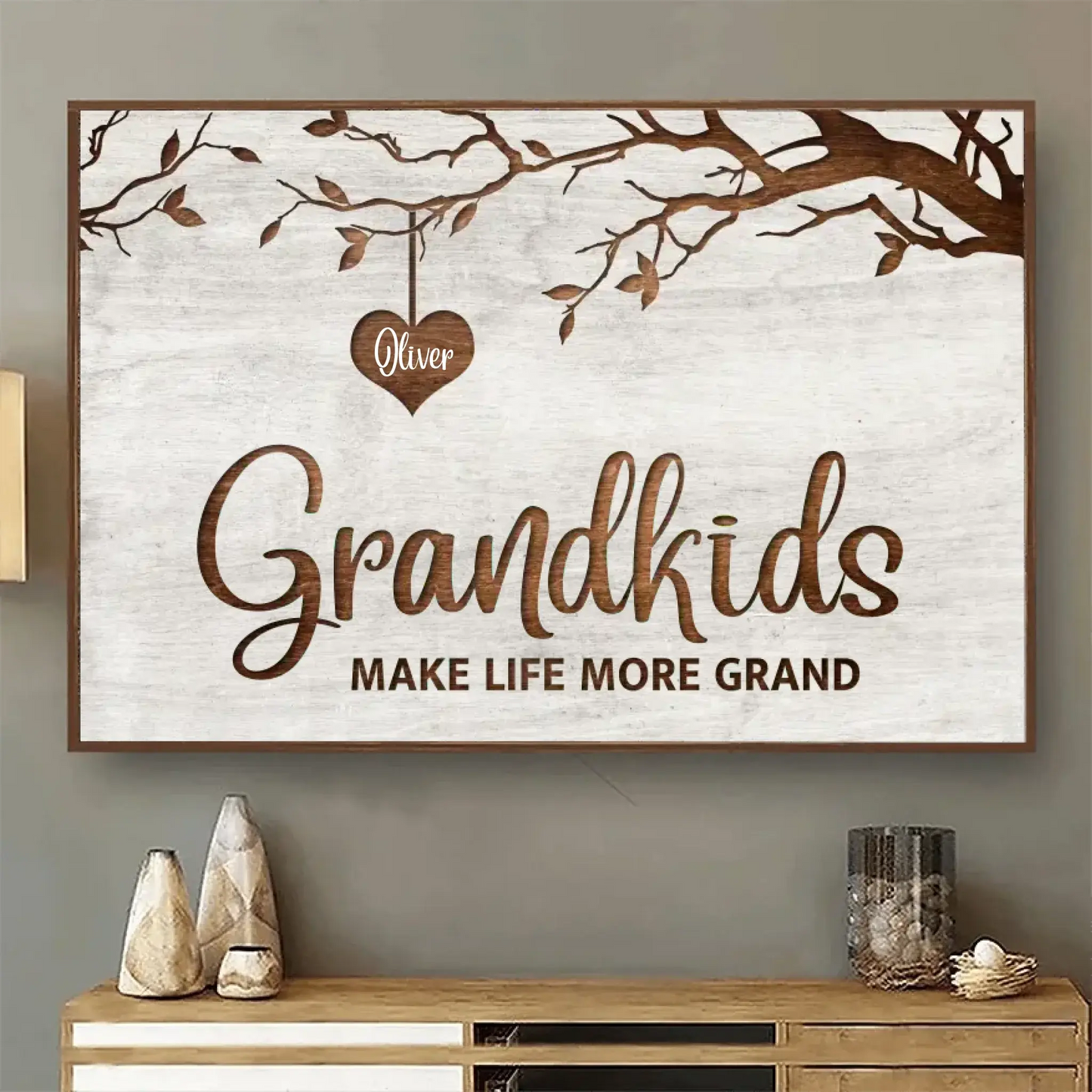 "The Foundation of Family & the Continuation of Love" Art – Personalized Poster/Canvas – Custom Grandkids Gift for Grandparents Ezcustomize