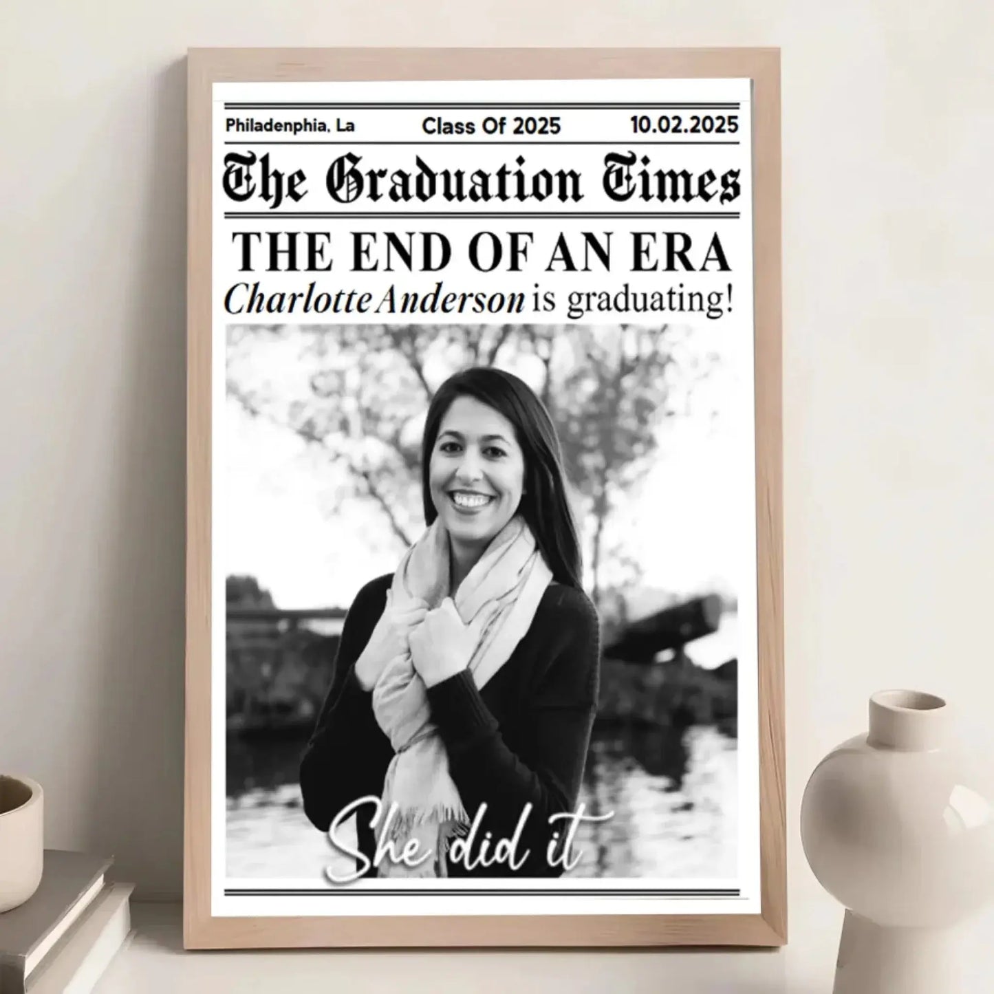 The Graduation Times Poster – Custom Newspaper Style Graduation Gift with Photo & Personal Details Ezcustomize