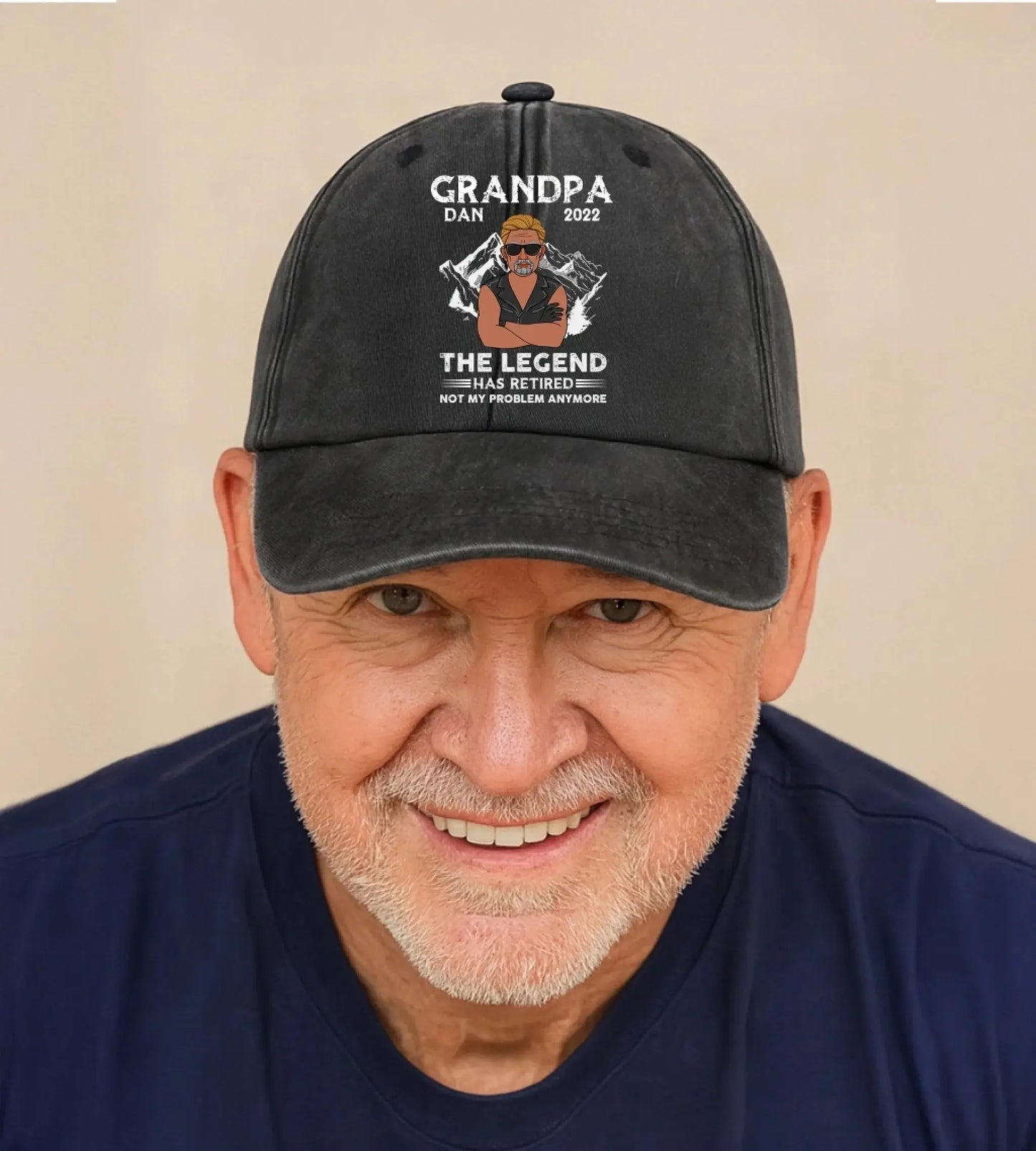 The Legend Has Retired – Personalized Washed Denim Cap – Funny Retirement Gift for Men, Grandpa, Papa Ezcustomize