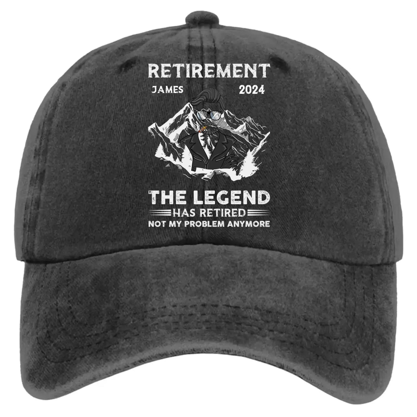 The Legend Has Retired – Personalized Washed Denim Cap – Funny Retirement Gift for Men, Grandpa, Papa Ezcustomize