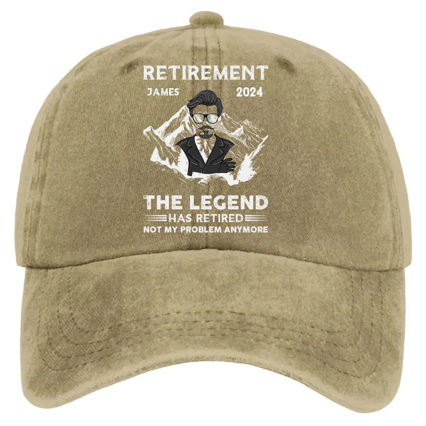 The Legend Has Retired – Personalized Washed Denim Cap – Funny Retirement Gift for Men, Grandpa, Papa Ezcustomize
