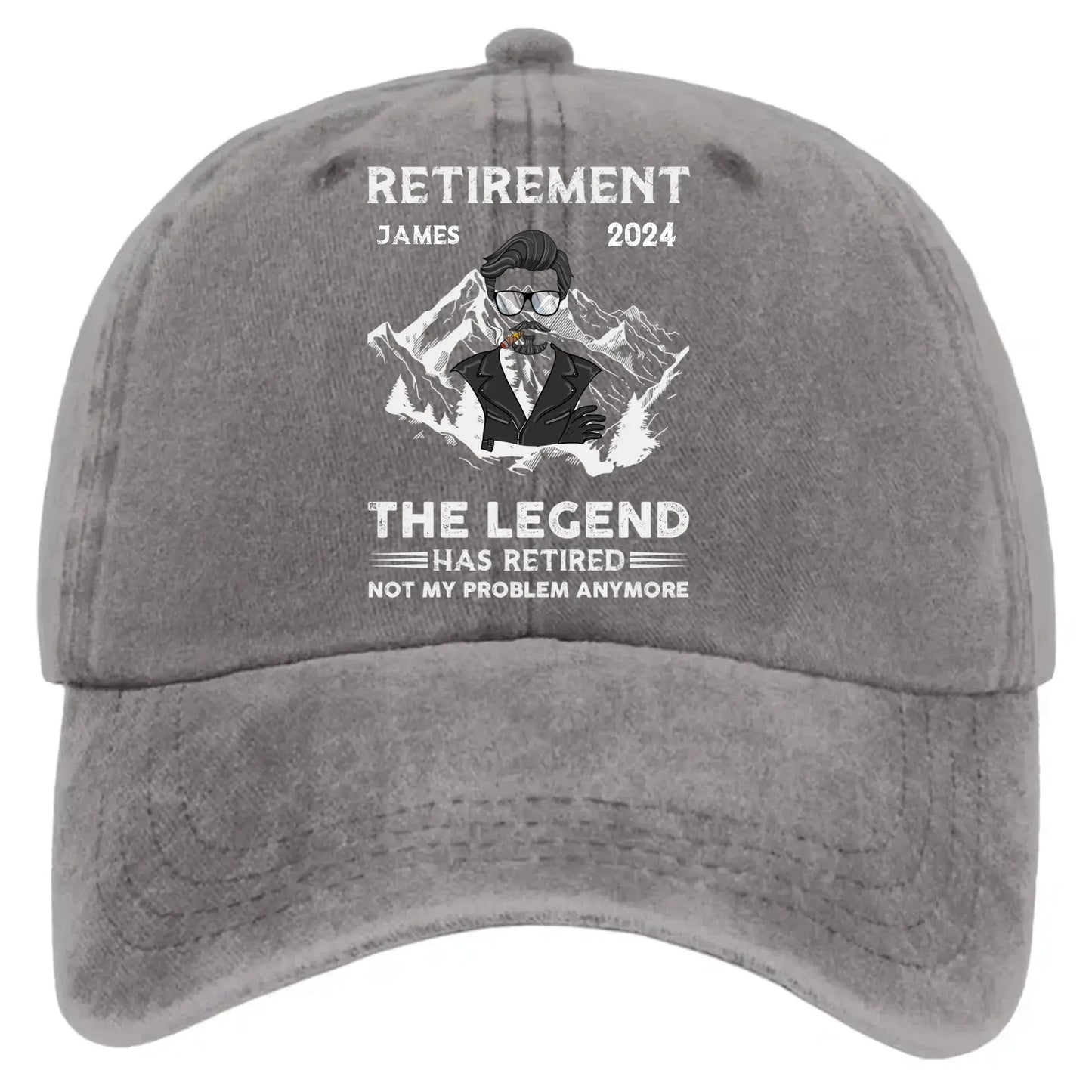 The Legend Has Retired – Personalized Washed Denim Cap – Funny Retirement Gift for Men, Grandpa, Papa Ezcustomize