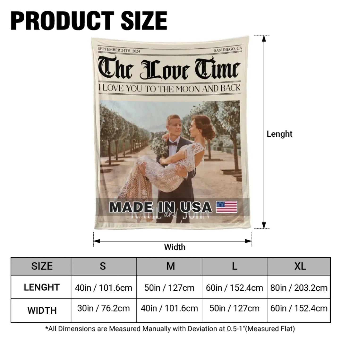 The Love Times Personalized Newspaper Blanket – Custom Couple Photo Blanket, Anniversary Gift, Unique Newspaper - Style Throw for Couples Ezcustomize