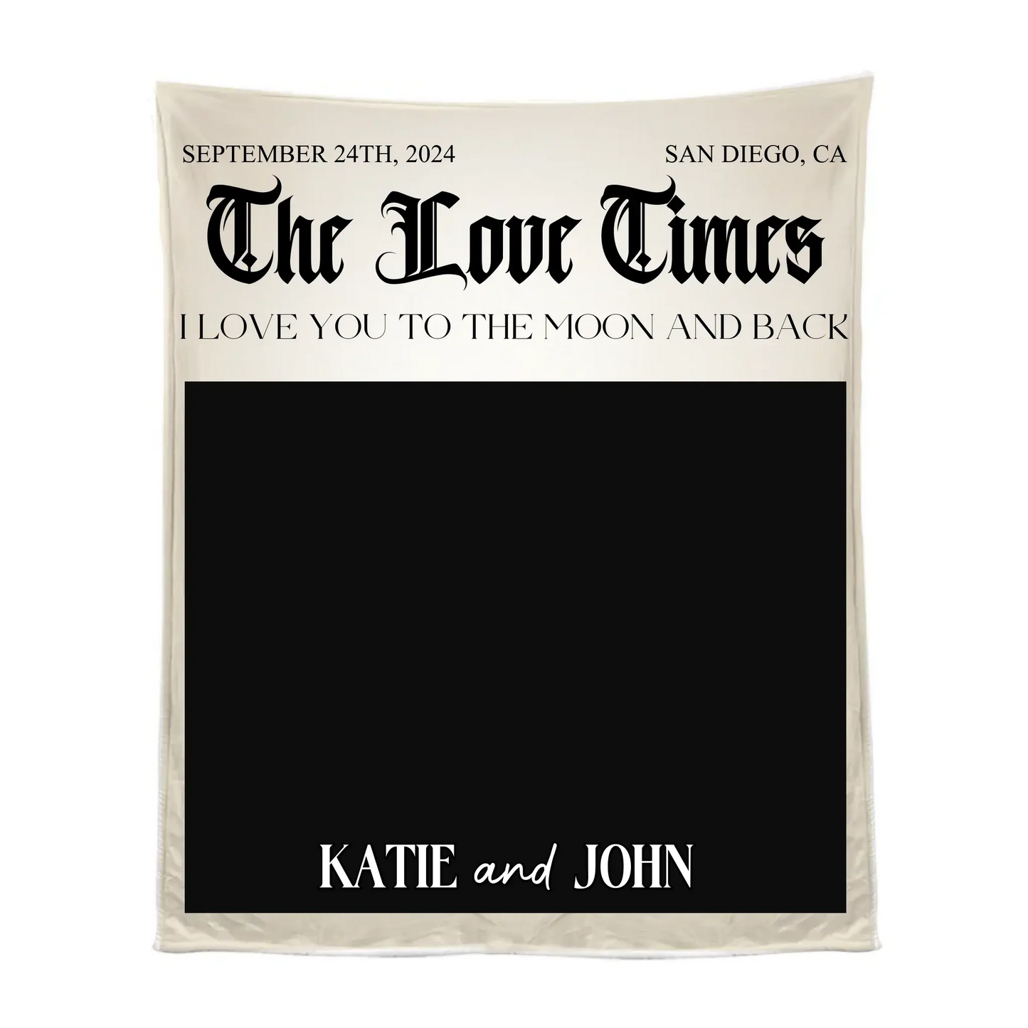 The Love Times Personalized Newspaper Blanket – Custom Couple Photo Blanket, Anniversary Gift, Unique Newspaper - Style Throw for Couples Ezcustomize