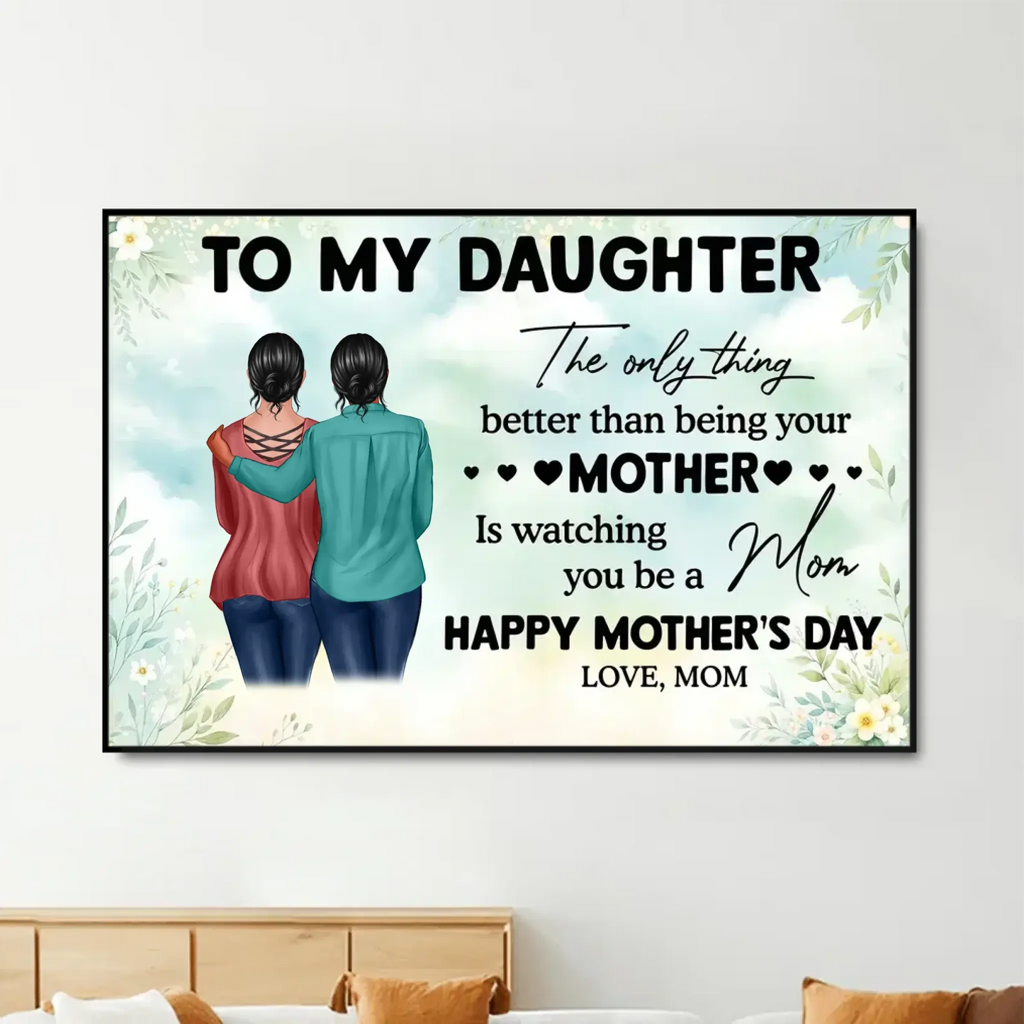 "The Only Thing Better Than Being Your Mother Is Watching You Be a Mom" Art – Personalized Poster/Canvas – Gift for Daughter from Mom on Mother’s Day or Birthday Ezcustomize