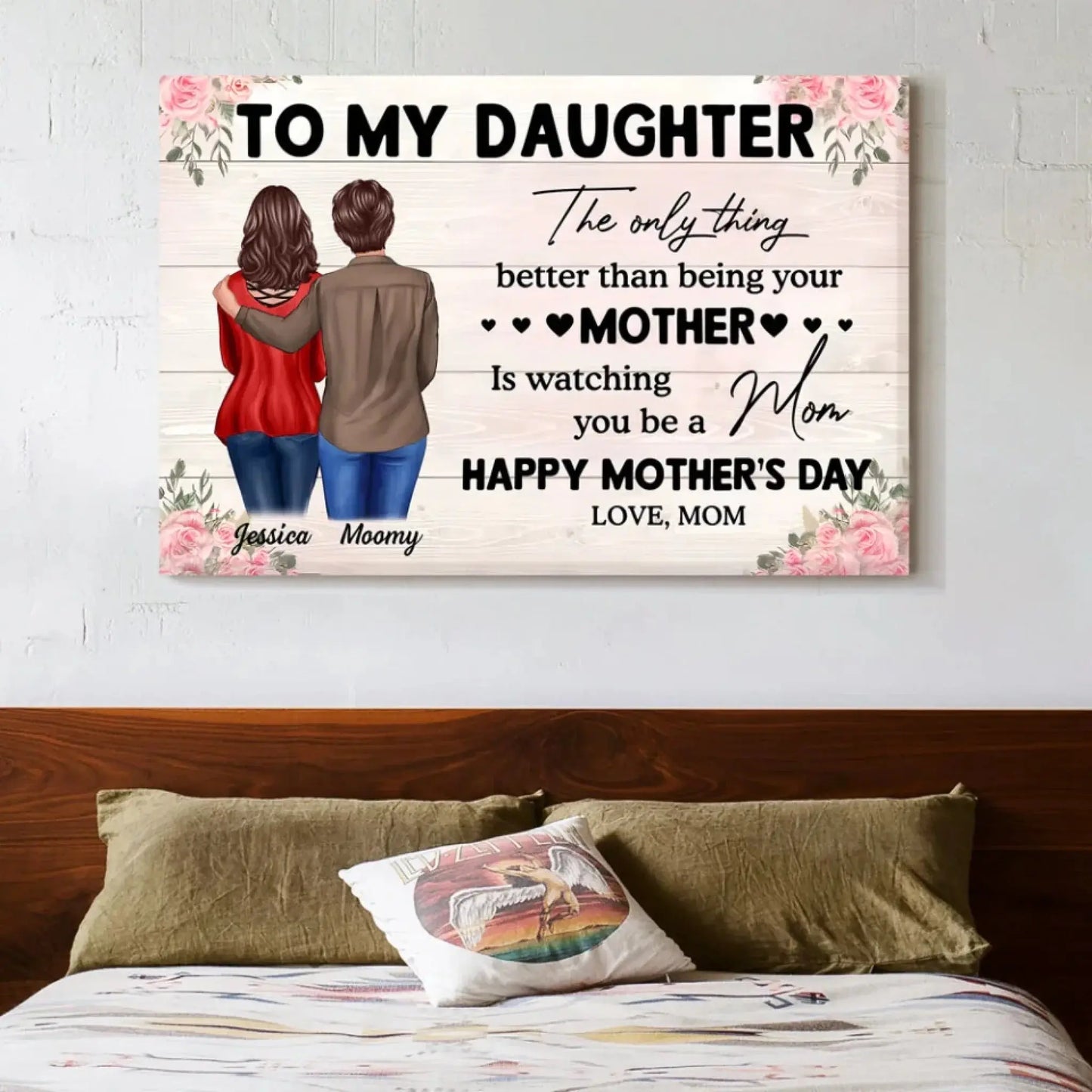 "The Only Thing Better Than Being Your Mother Is Watching You Be a Mom" Art – Personalized Poster/Canvas – Gift for Daughter from Mom on Mother’s Day or Birthday Ezcustomize