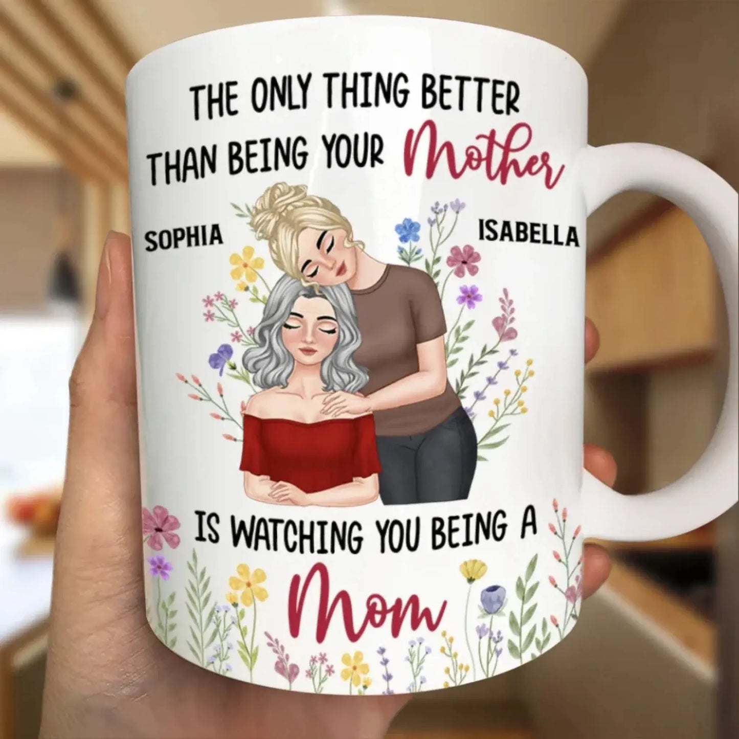 "The Only Thing Better Than Being Your Mother Is Watching You Be a Mom" – Personalized Mug – Custom Gift for Mother or Daughter Ezcustomize