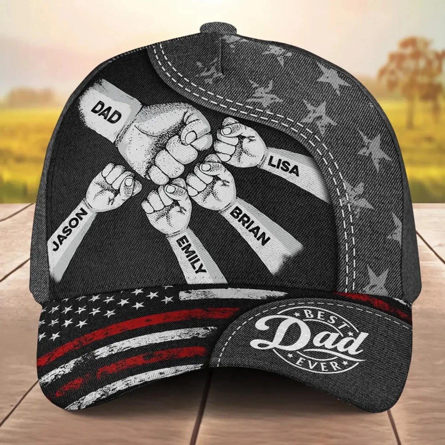 The Power of Dad Comes From Love Hat – Personalized Classic Cap with Kids’ Names, Gift for Dad, Grandpa, Papa Ezcustomize