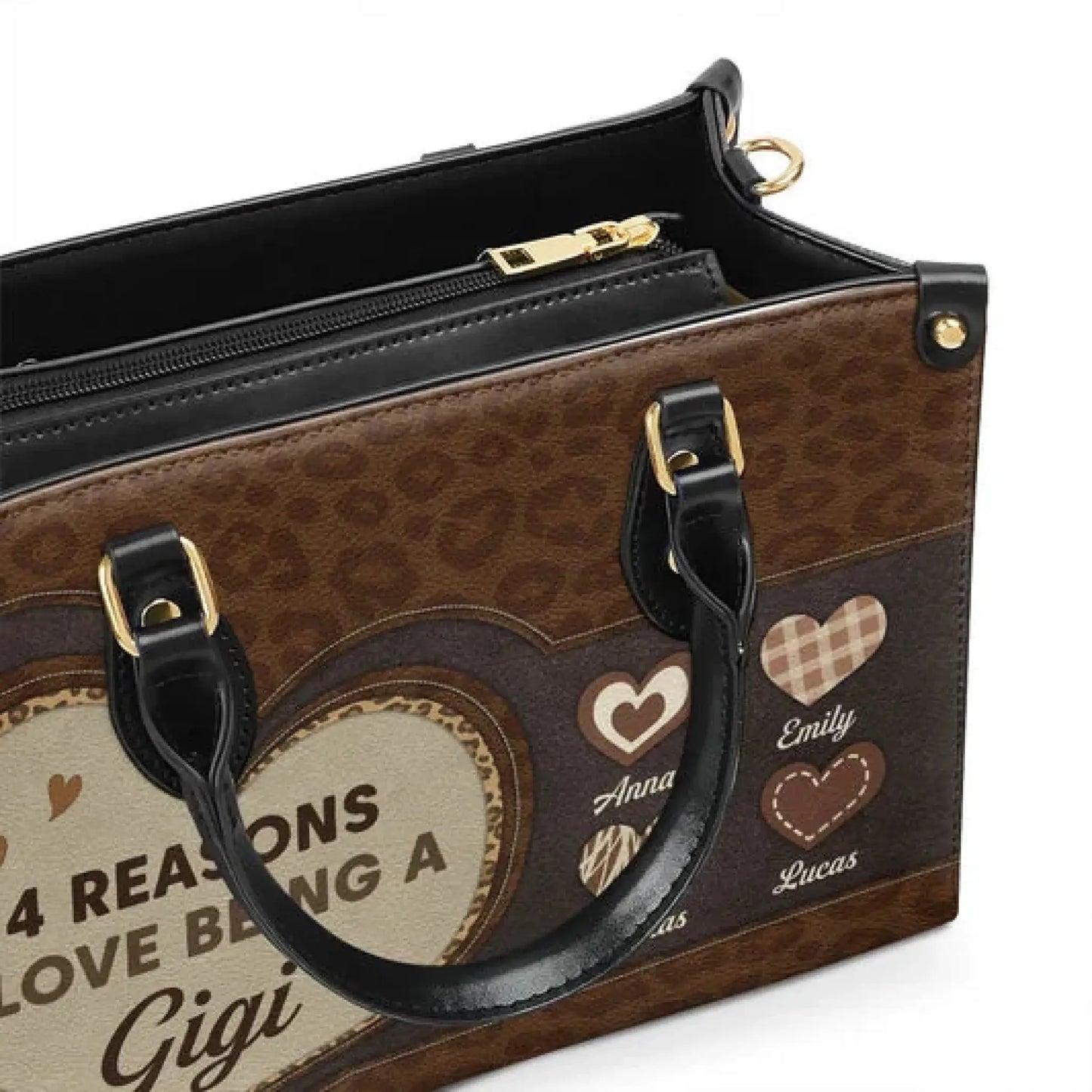 The Reason I Love Bag – Personalized Custom Leather Handbag with Names – Thoughtful Gift for Mom, Grandma, or Loved Ones Ezcustomize