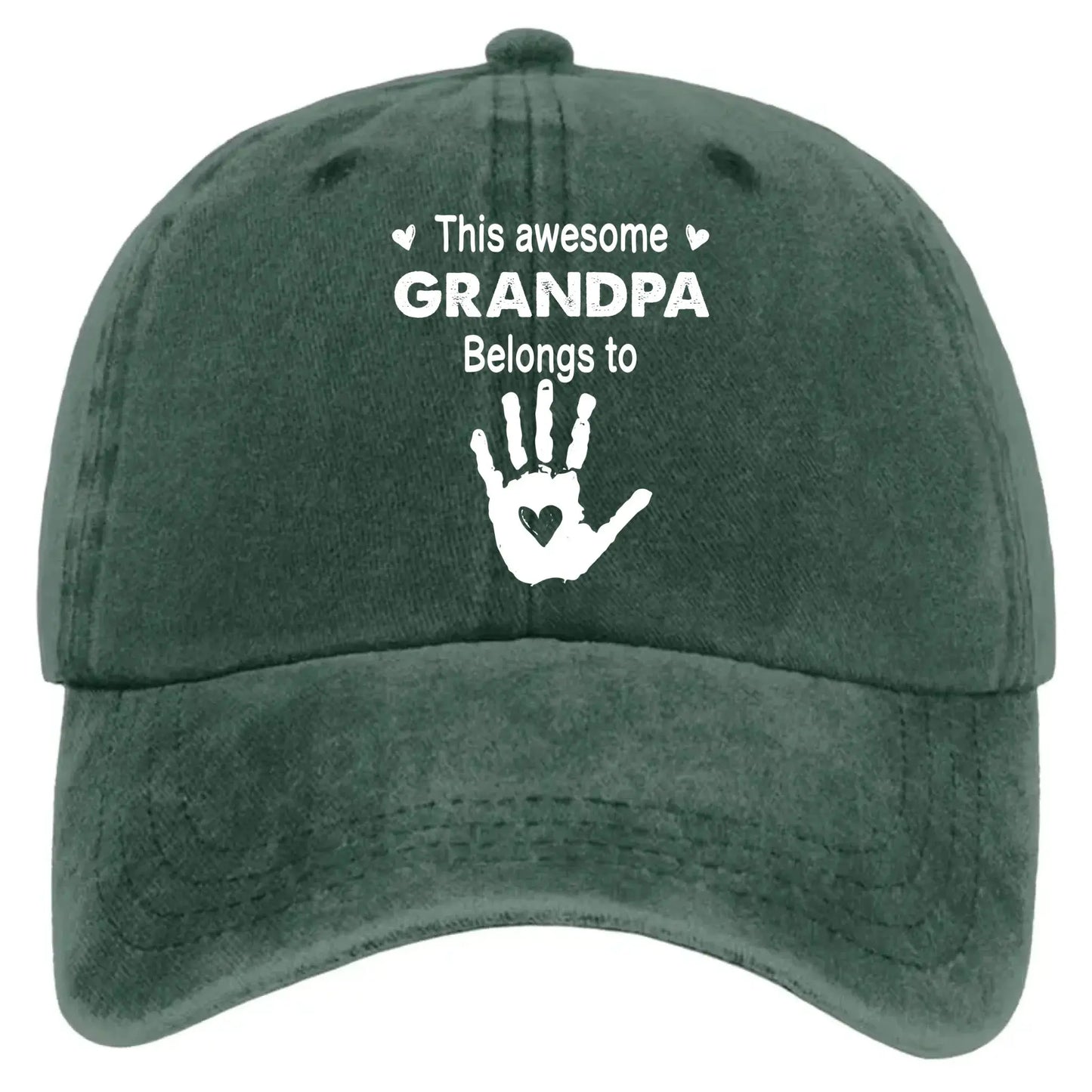 This Awesome Grandpa Belongs To – Custom Washed Vintage Denim Cap – Gift for Dad, Papa, Grandfather Ezcustomize