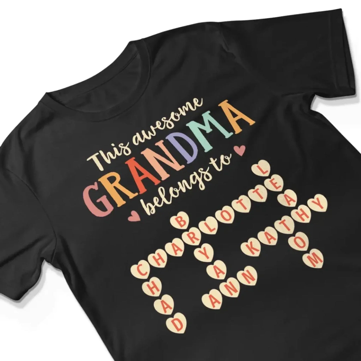 This Grandma Belongs To – Personalized Grandkids Heart Crossword Puzzle Shirt, Custom Gift for Loving Grandmothers Ezcustomize