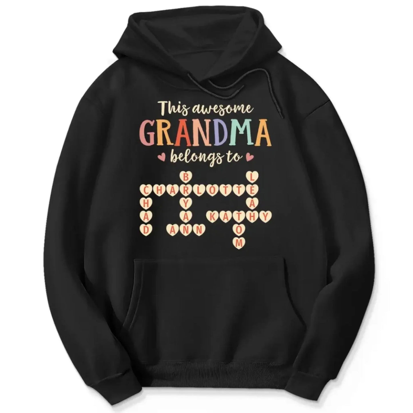 This Grandma Belongs To – Personalized Grandkids Heart Crossword Puzzle Shirt, Custom Gift for Loving Grandmothers Ezcustomize