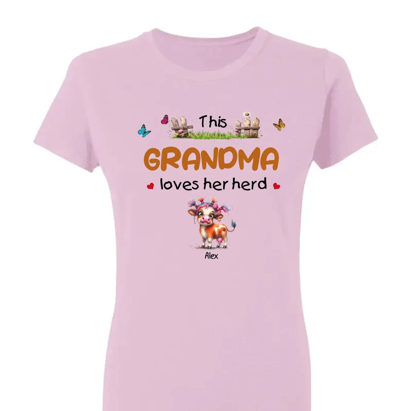 This Grandma Loves Her Herd – Personalized Custom T-Shirt – Thoughtful Gift for Grandma & Grandparents Ezcustomize