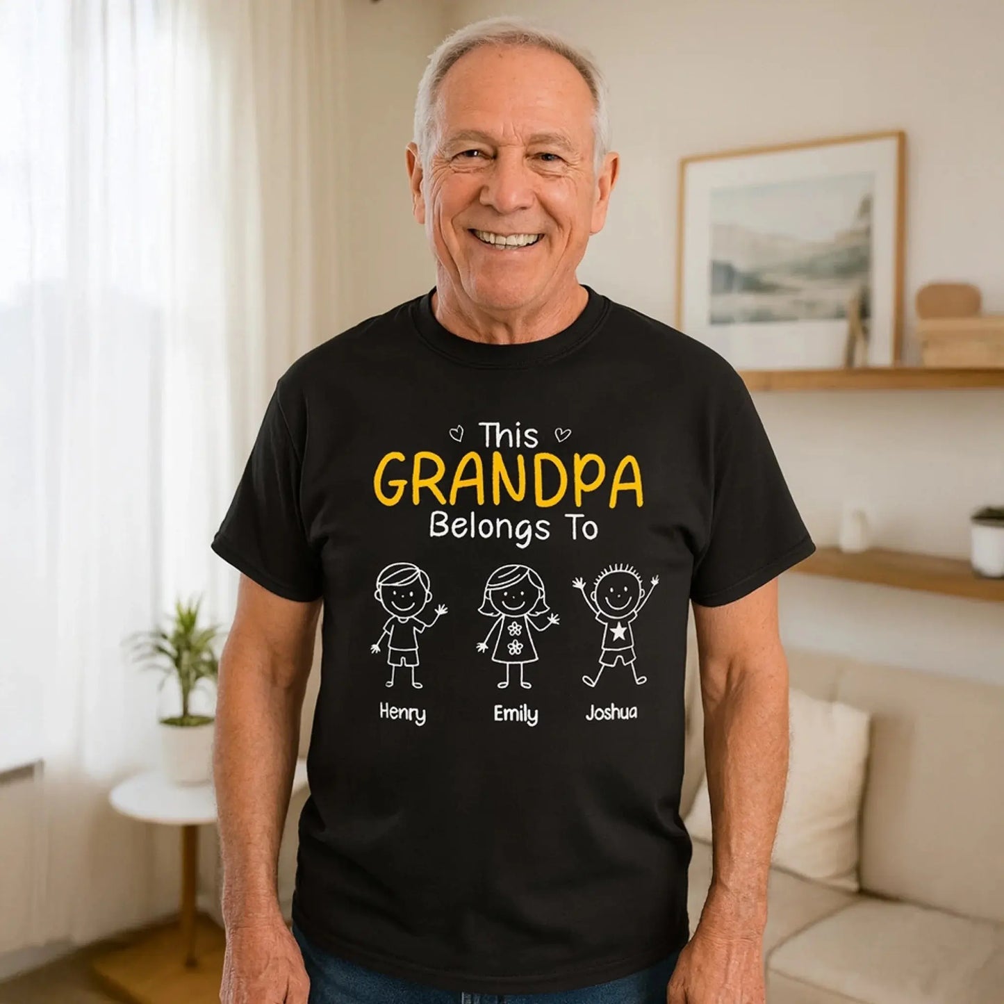 This Grandpa Belongs To T-Shirt – Personalized Shirt with Kids’ Names – Custom Gift for Grandpa, Dad Ezcustomize