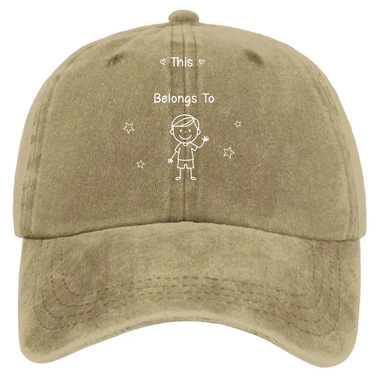 This Grandpa Belongs To – Personalized Washed Denim Cap with Grandkids' Names – Custom Stick Figure Hat Gift for Grandpa Ezcustomize